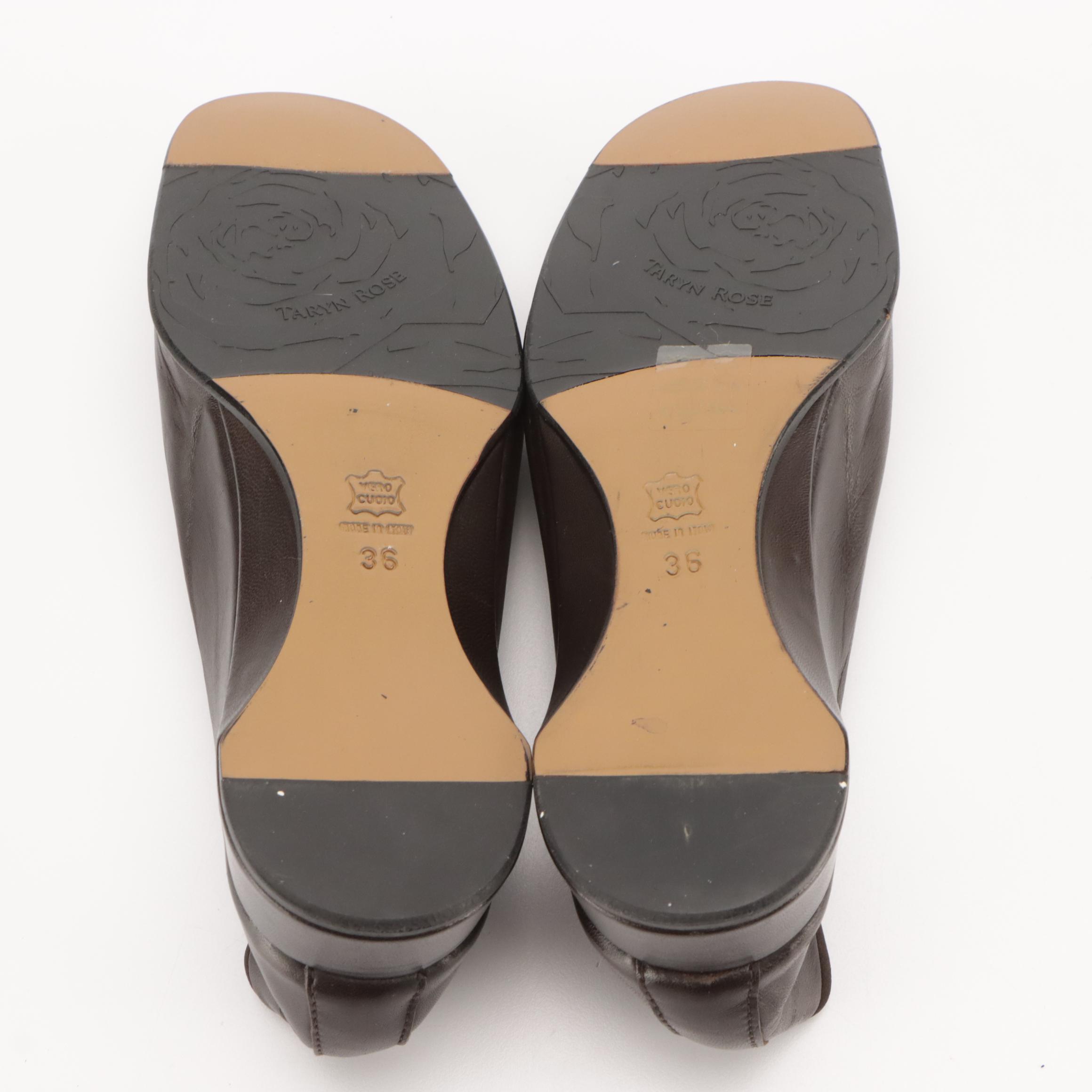 Christian Lacroix Top-Stitched Leather Loafer Pumps, Taryn Rose Slip-On Shoes