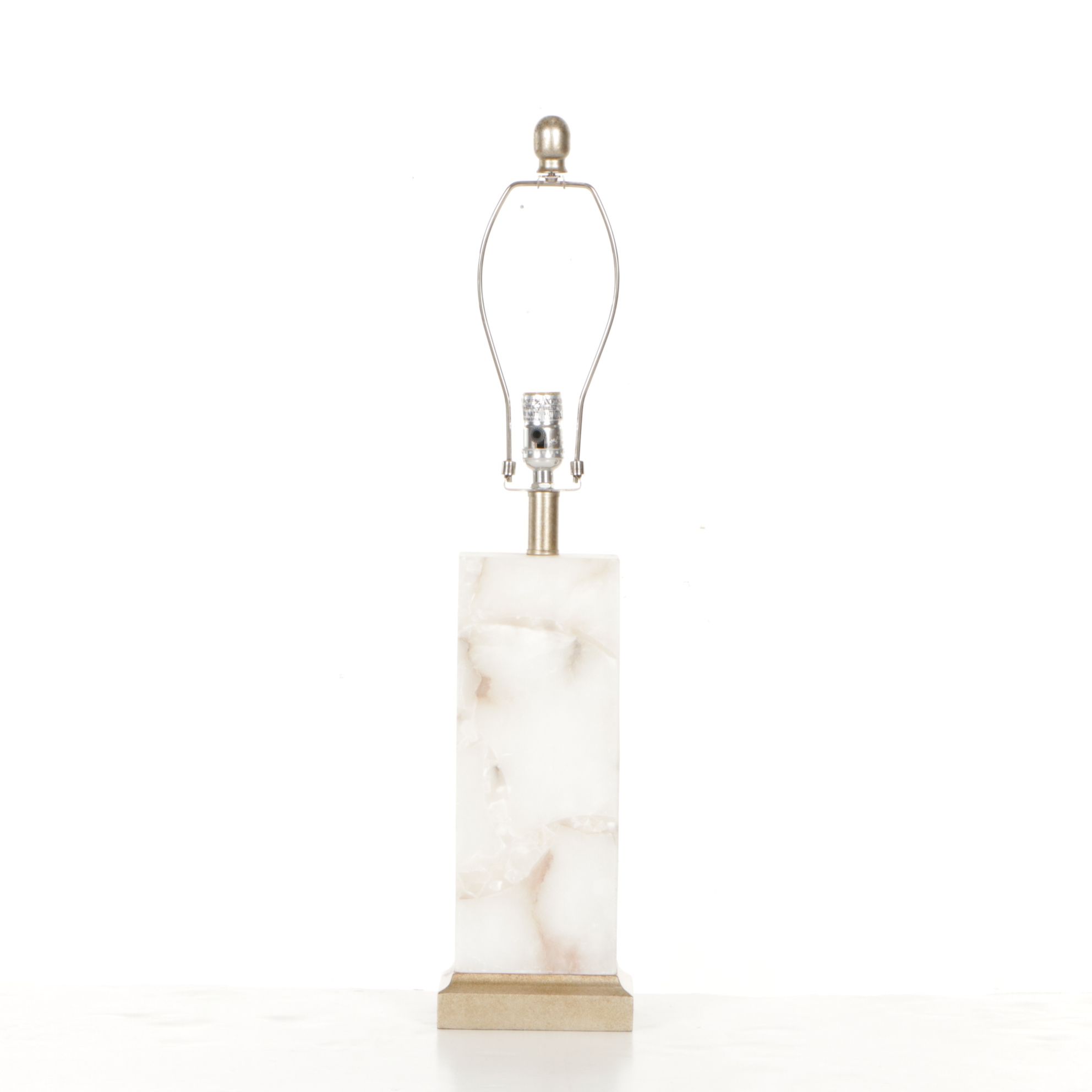 Contemporary Marble Pillar Table Lamp With Linen Rectangular Shade
