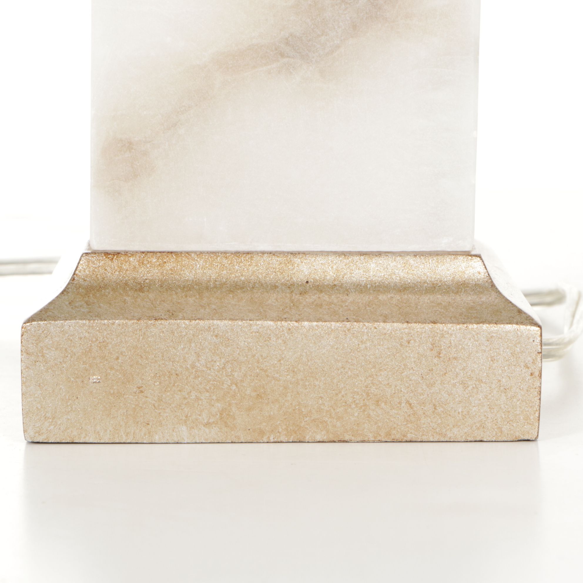 Contemporary Marble Pillar Table Lamp With Linen Rectangular Shade