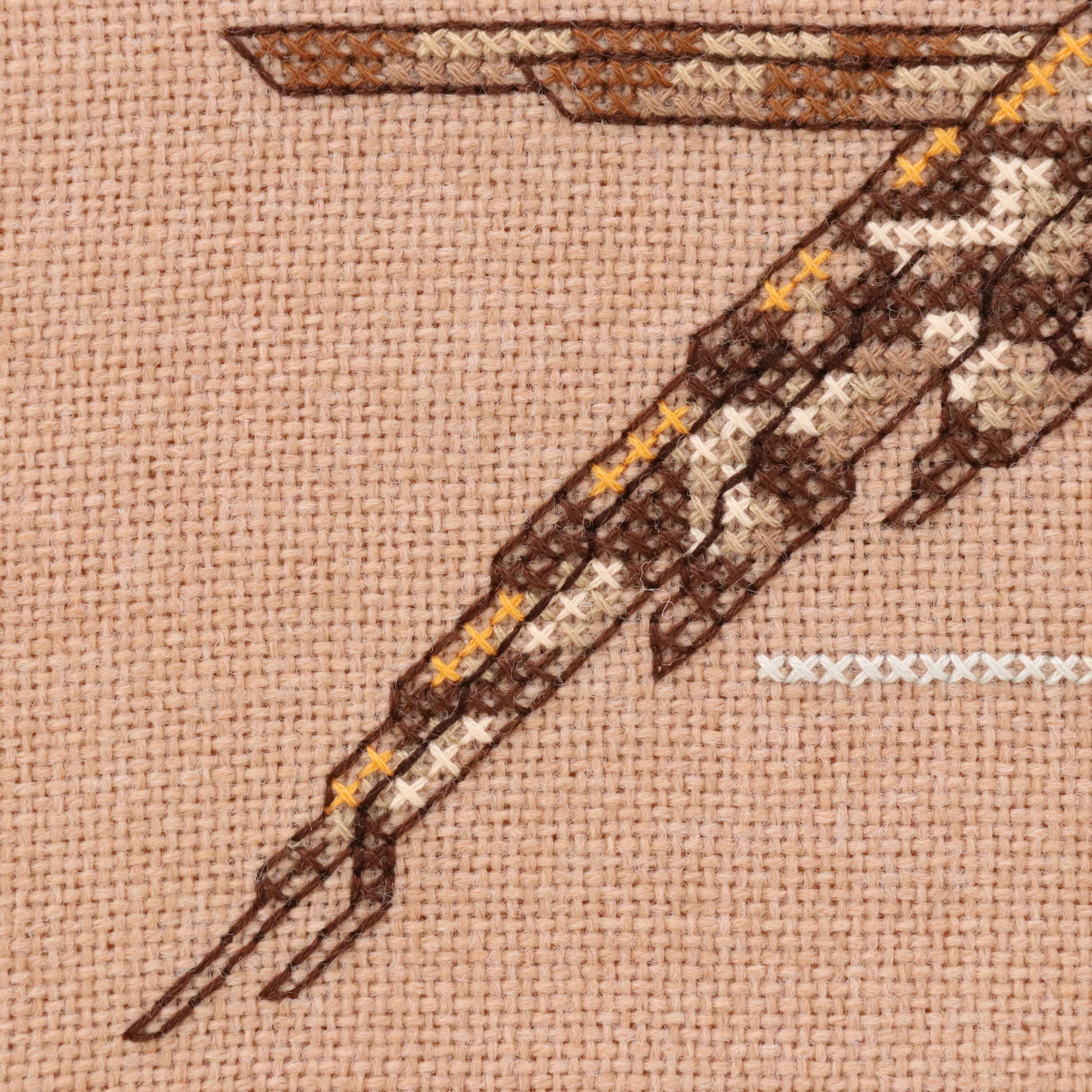 Cross-Stitch Panel of Flying Pheasants, 1983