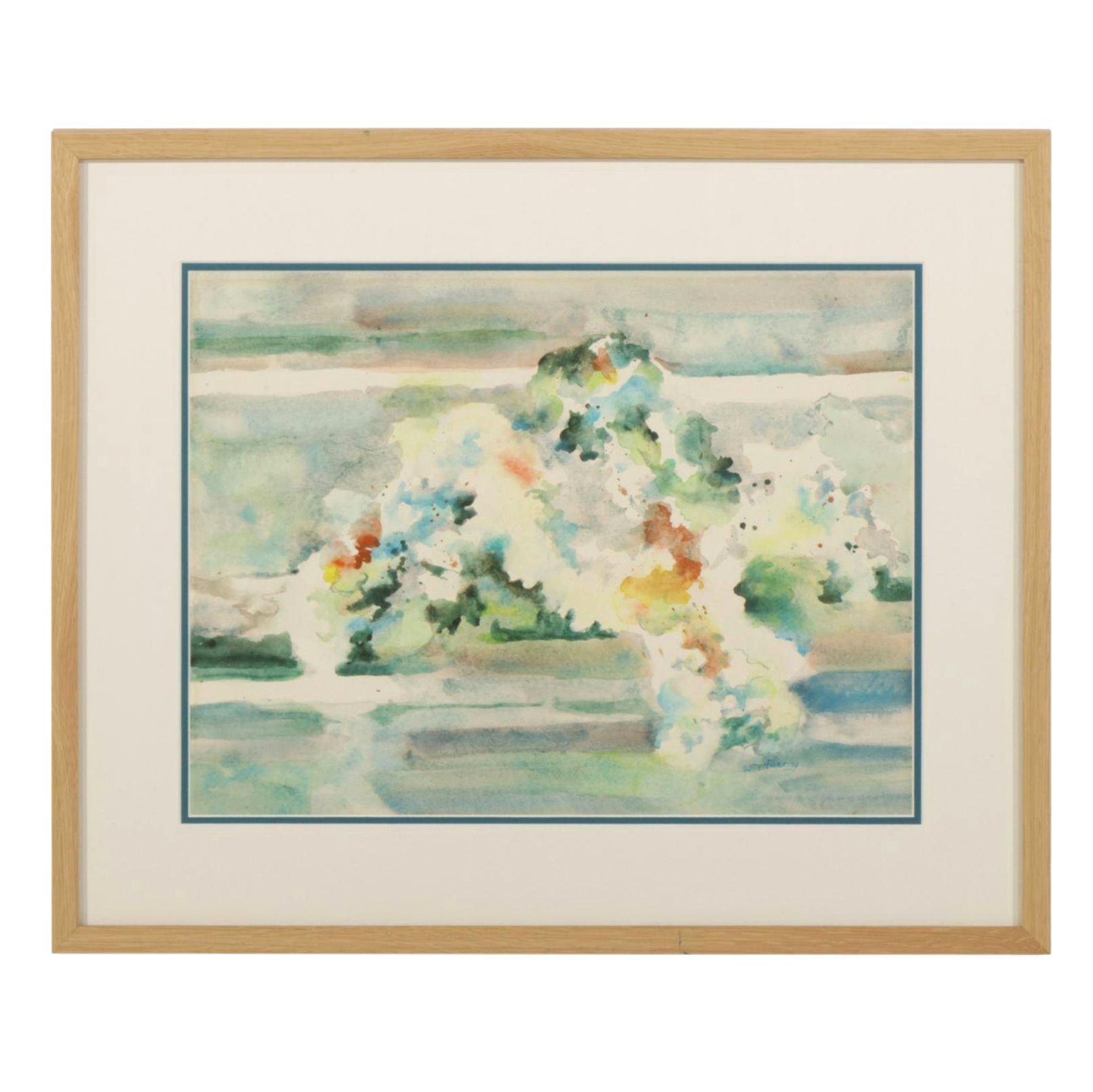 Joe Haering Splotch Textured Abstract Watercolor Painting, Late 20th Century