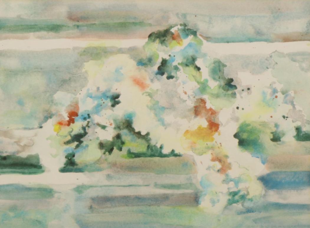 Joe Haering Splotch Textured Abstract Watercolor Painting, Late 20th Century