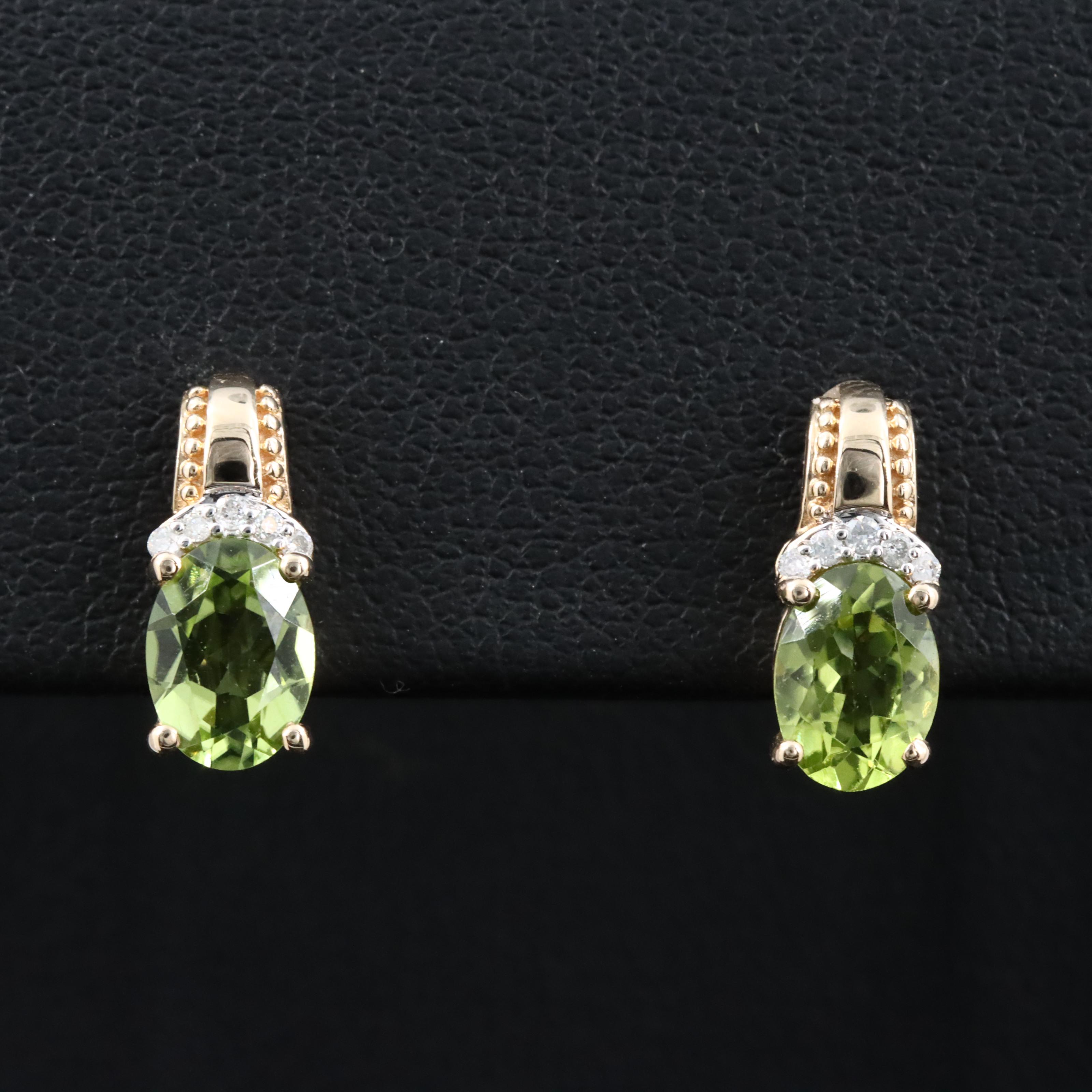 10K Peridot and Diamond Earrings