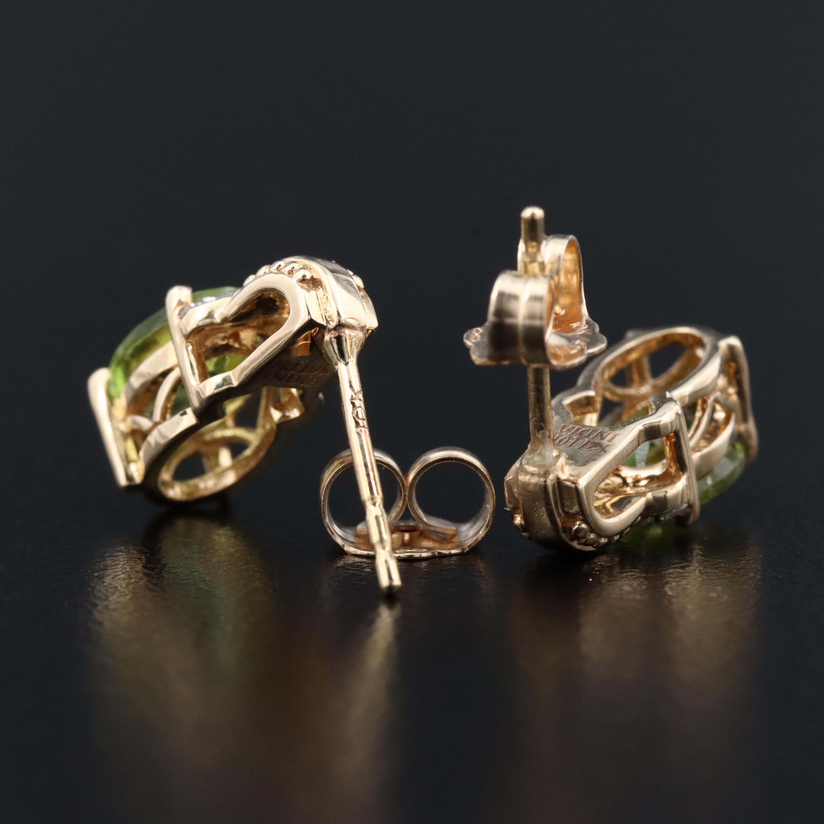 10K Peridot and Diamond Earrings