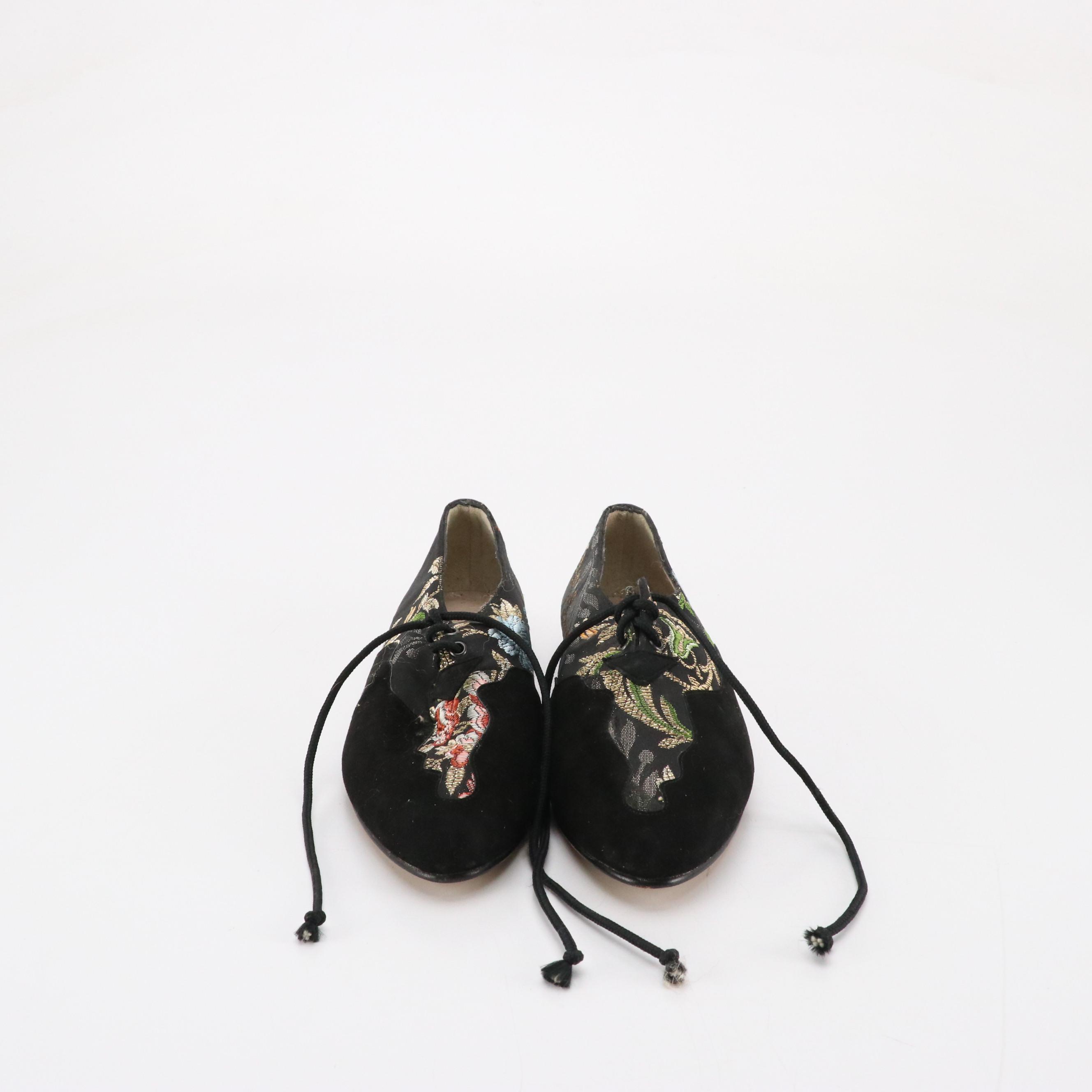 Jacques Levine Floral Lace Pumps and Willy Von Rooy Brocade and Suede Lace-Ups