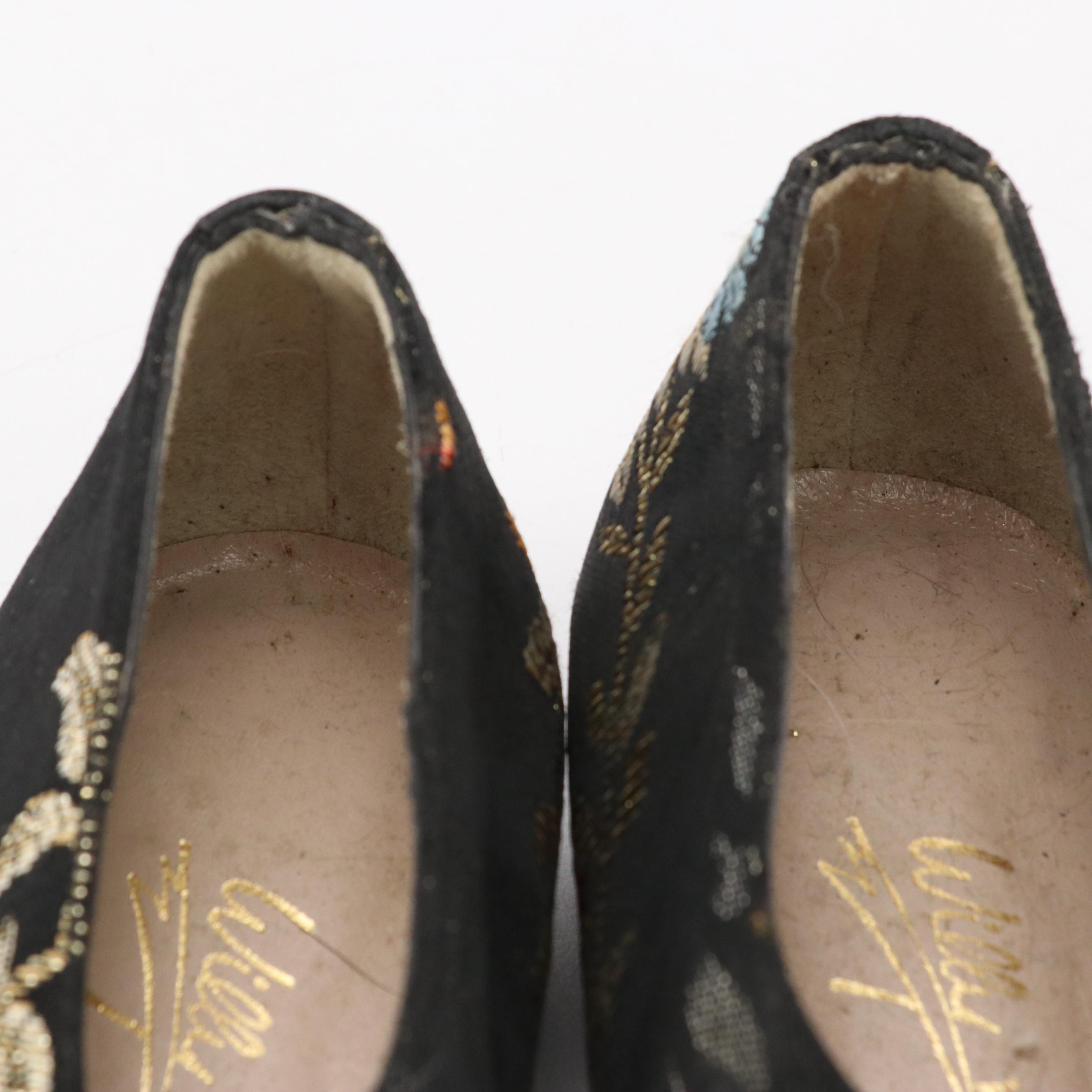 Jacques Levine Floral Lace Pumps and Willy Von Rooy Brocade and Suede Lace-Ups