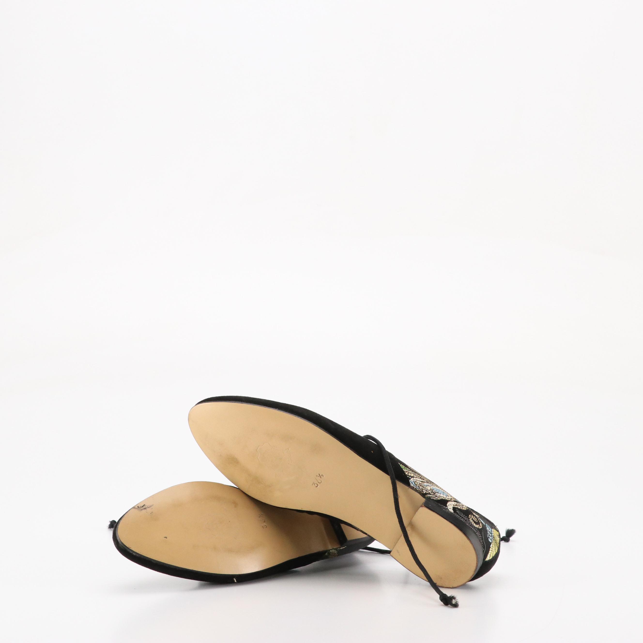 Jacques Levine Floral Lace Pumps and Willy Von Rooy Brocade and Suede Lace-Ups