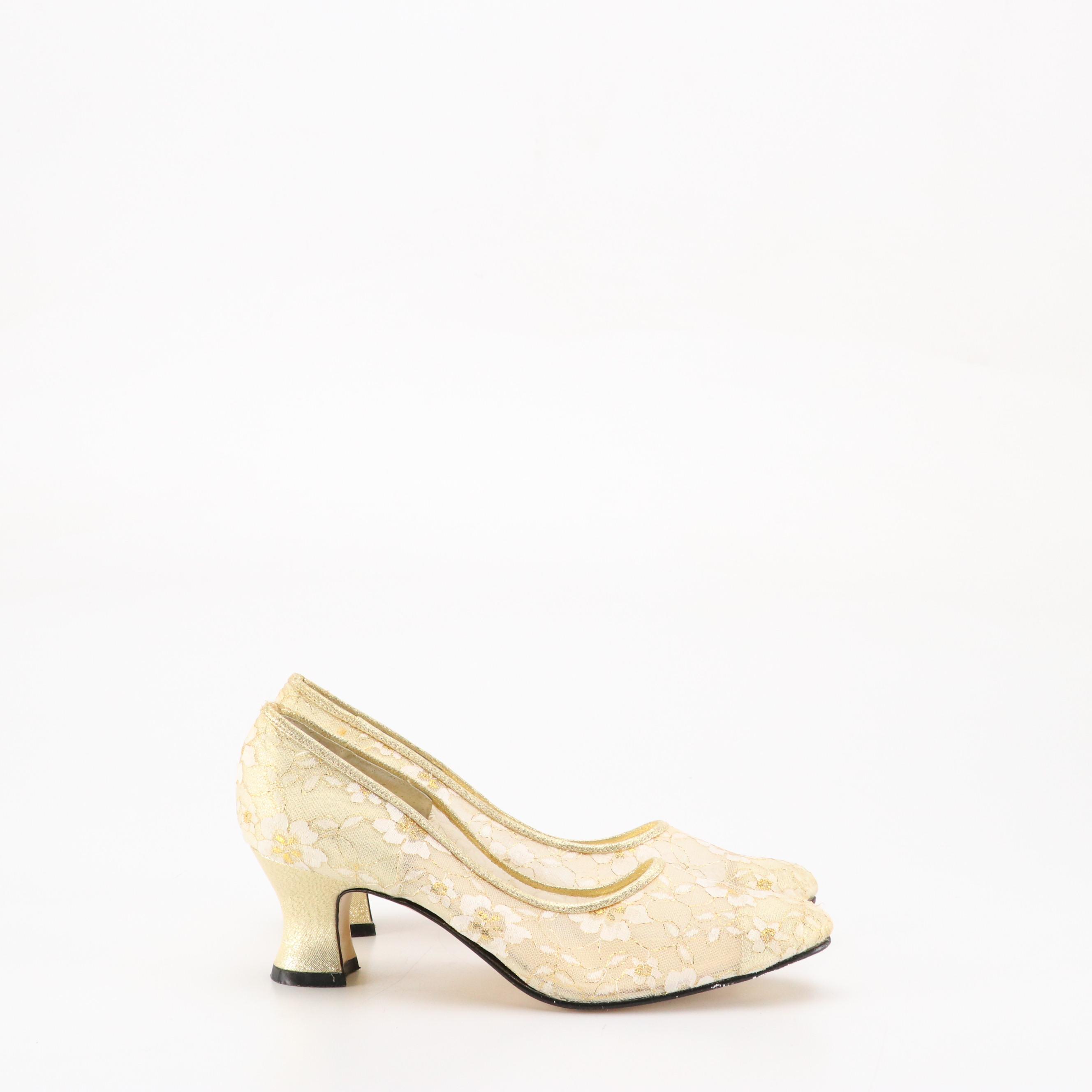 Jacques Levine Floral Lace Pumps and Willy Von Rooy Brocade and Suede Lace-Ups