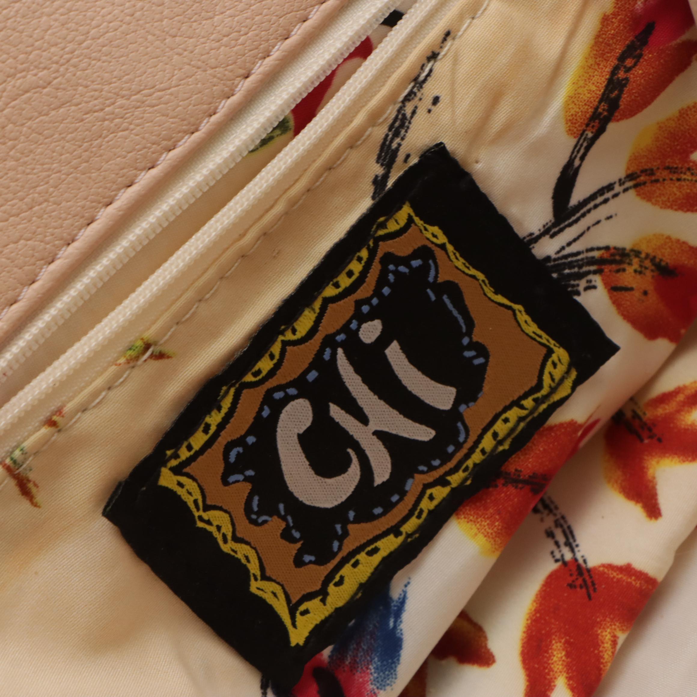 Tignanello Multi-Pocket White Leather Shoulder Bag, CHI Pink Metallic Hobo Bag