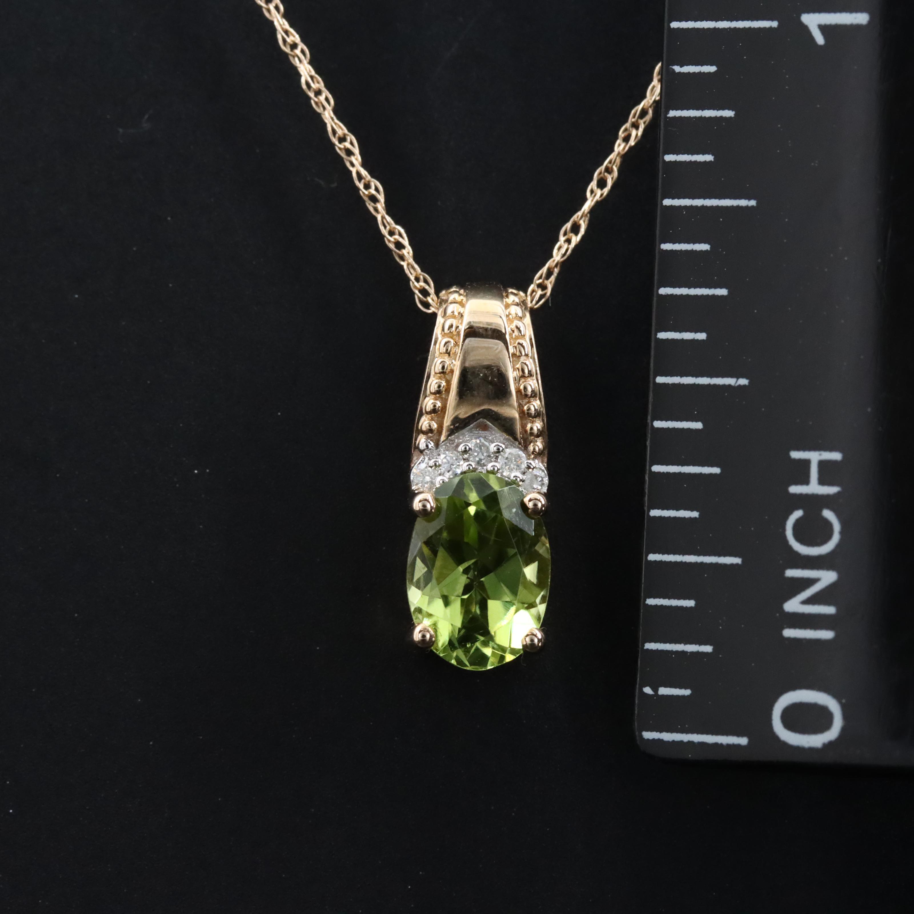 10K Peridot and Diamond Pendant Necklace