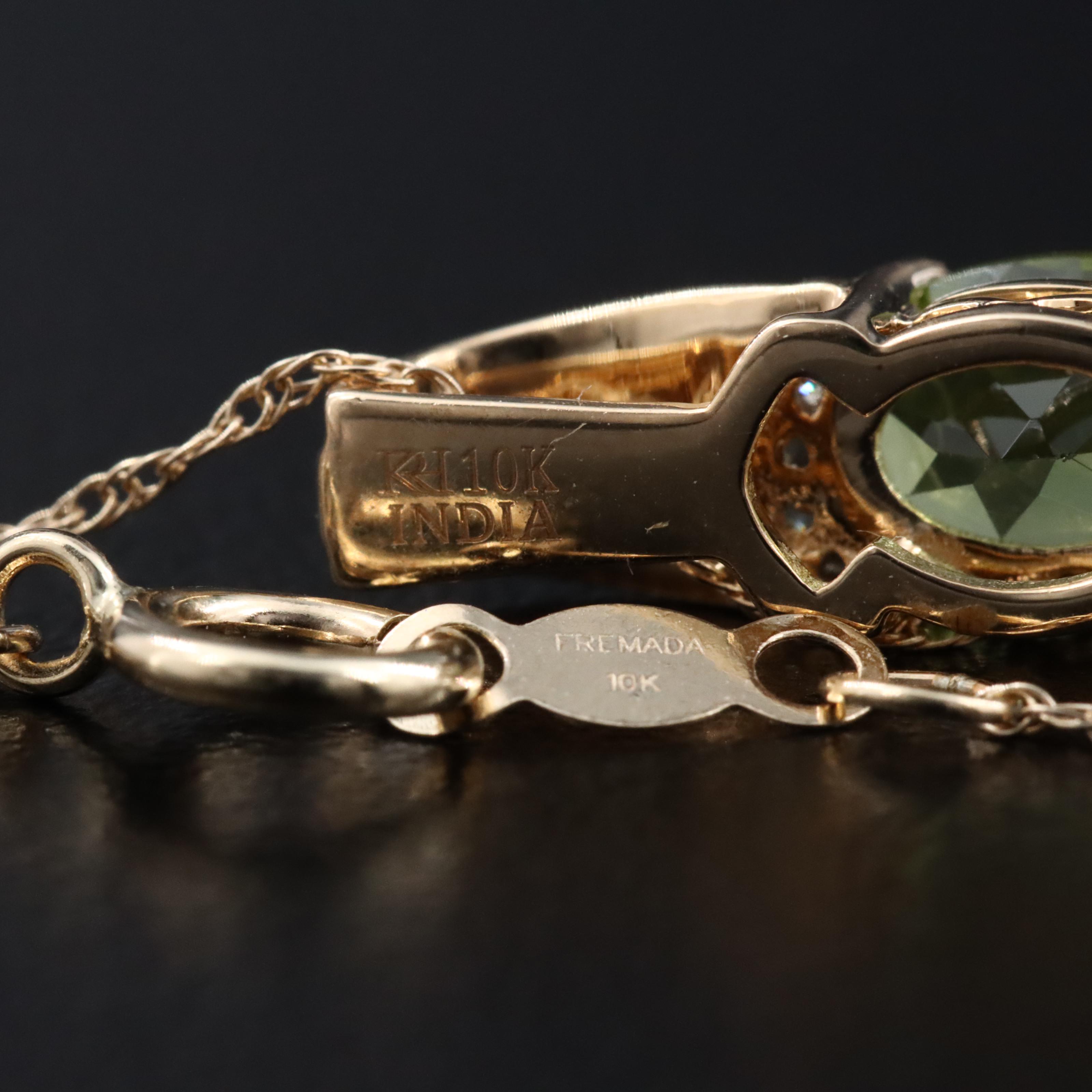 10K Peridot and Diamond Pendant Necklace