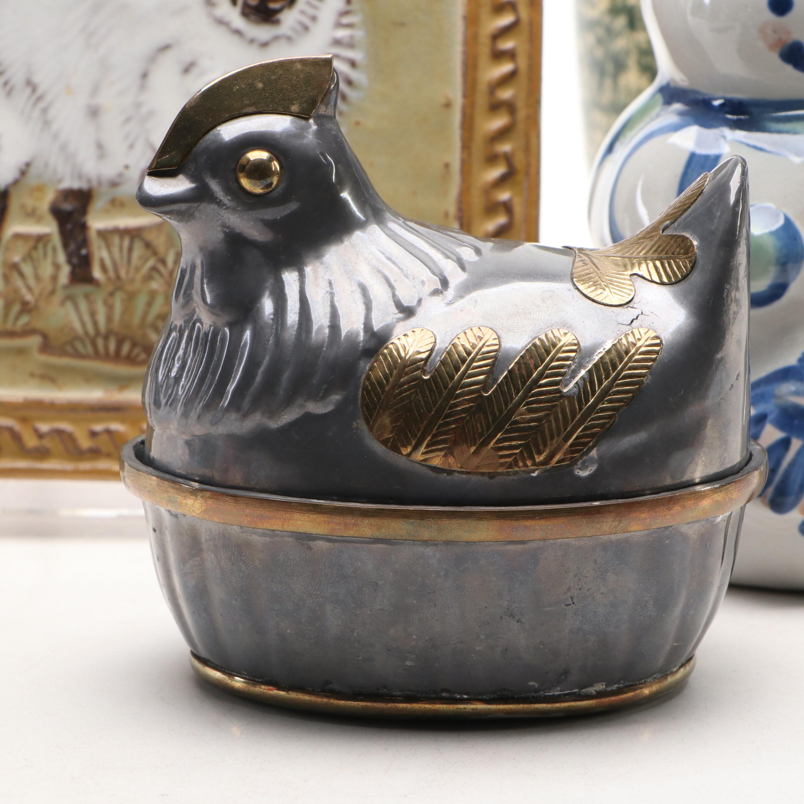 Heaven & Earth Creations Spongeware Cat, Ceramic Sheep Tile, and More Décor