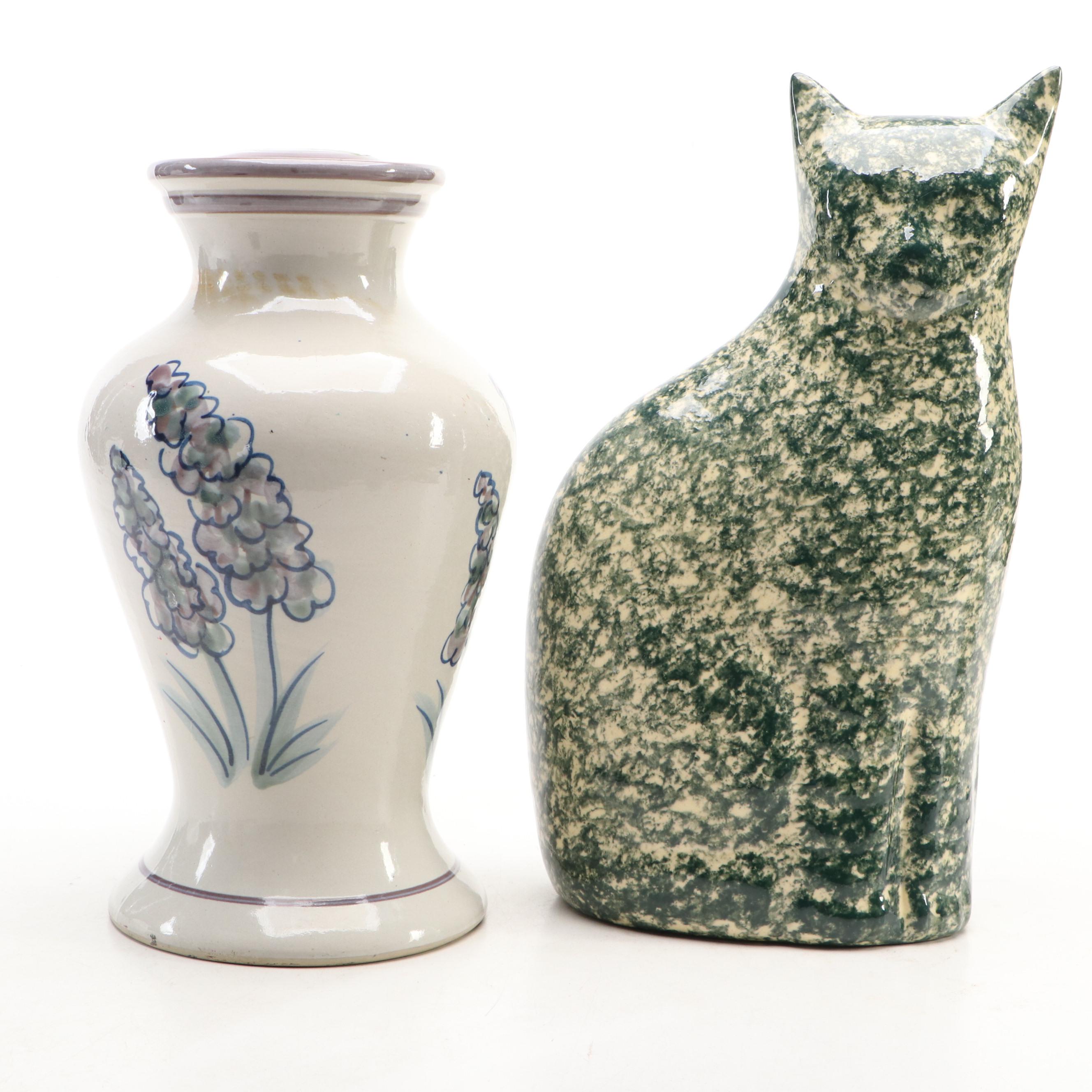 Heaven & Earth Creations Spongeware Cat, Ceramic Sheep Tile, and More Décor