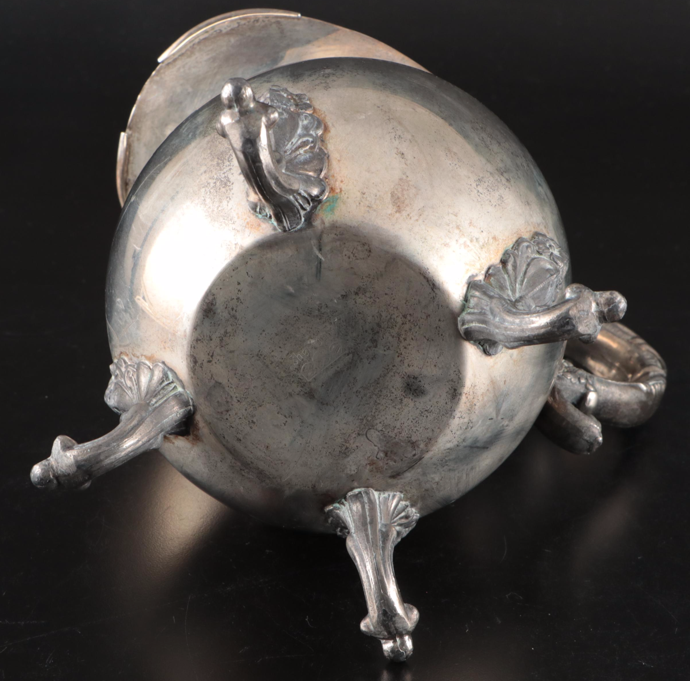 Rogers & Son "Victorian Rose" Silver Plate Tray with Silver Plate Teaware