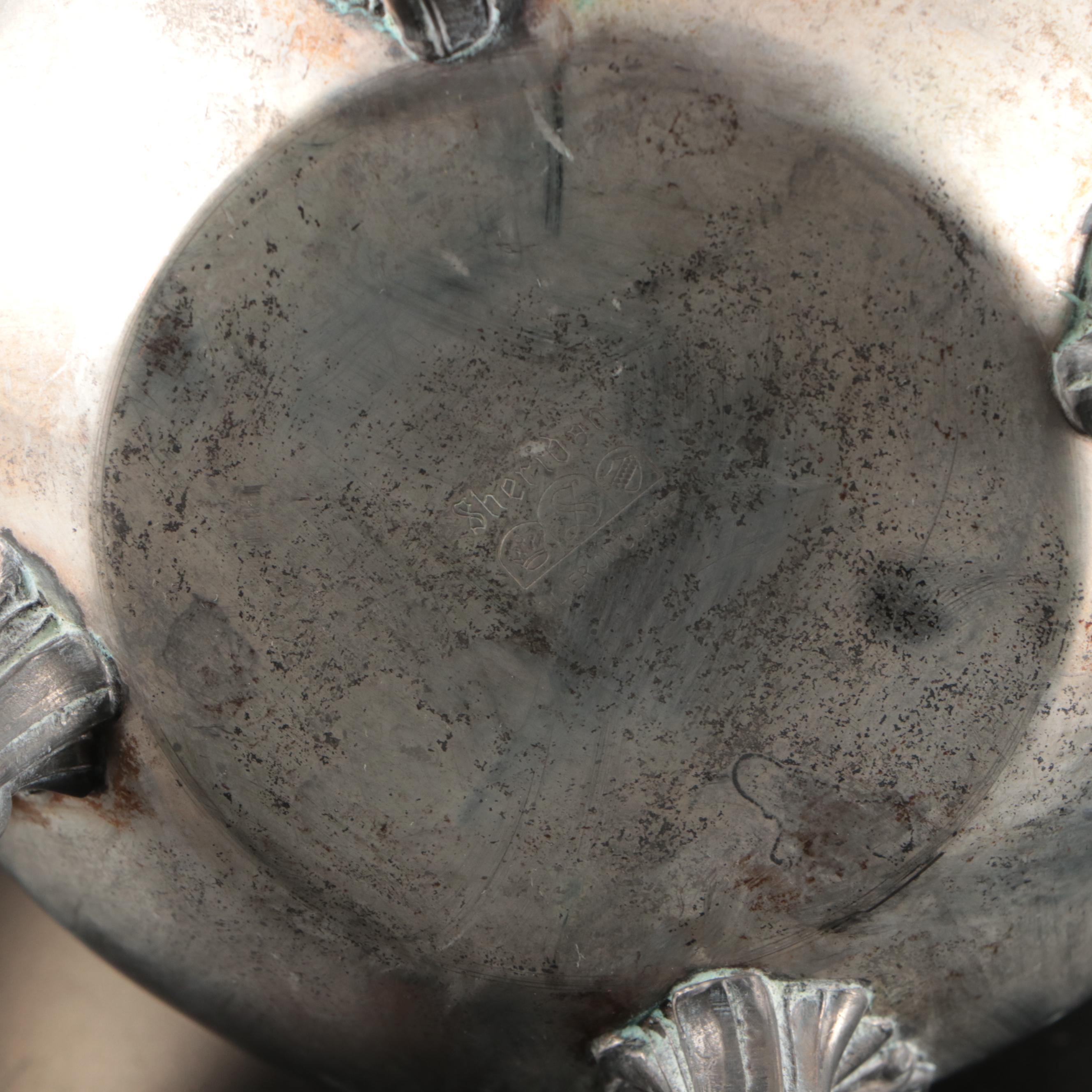 Rogers & Son "Victorian Rose" Silver Plate Tray with Silver Plate Teaware