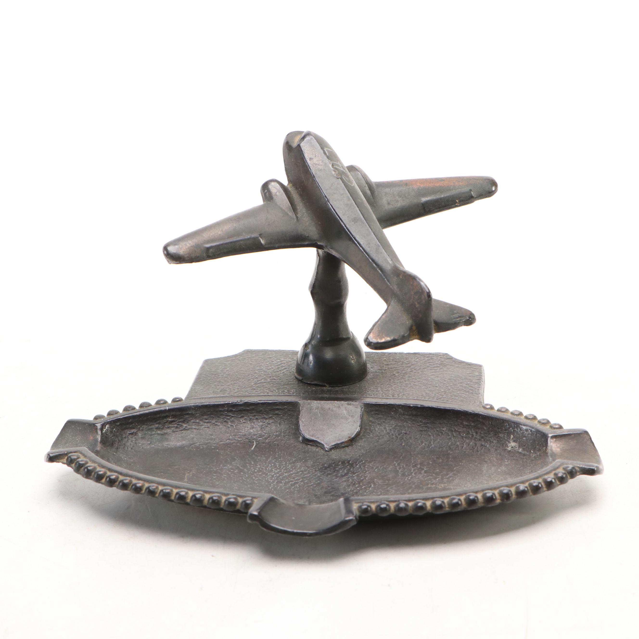 Metal Airplane Ashtray with Novelty Fish Metal Tape Measure