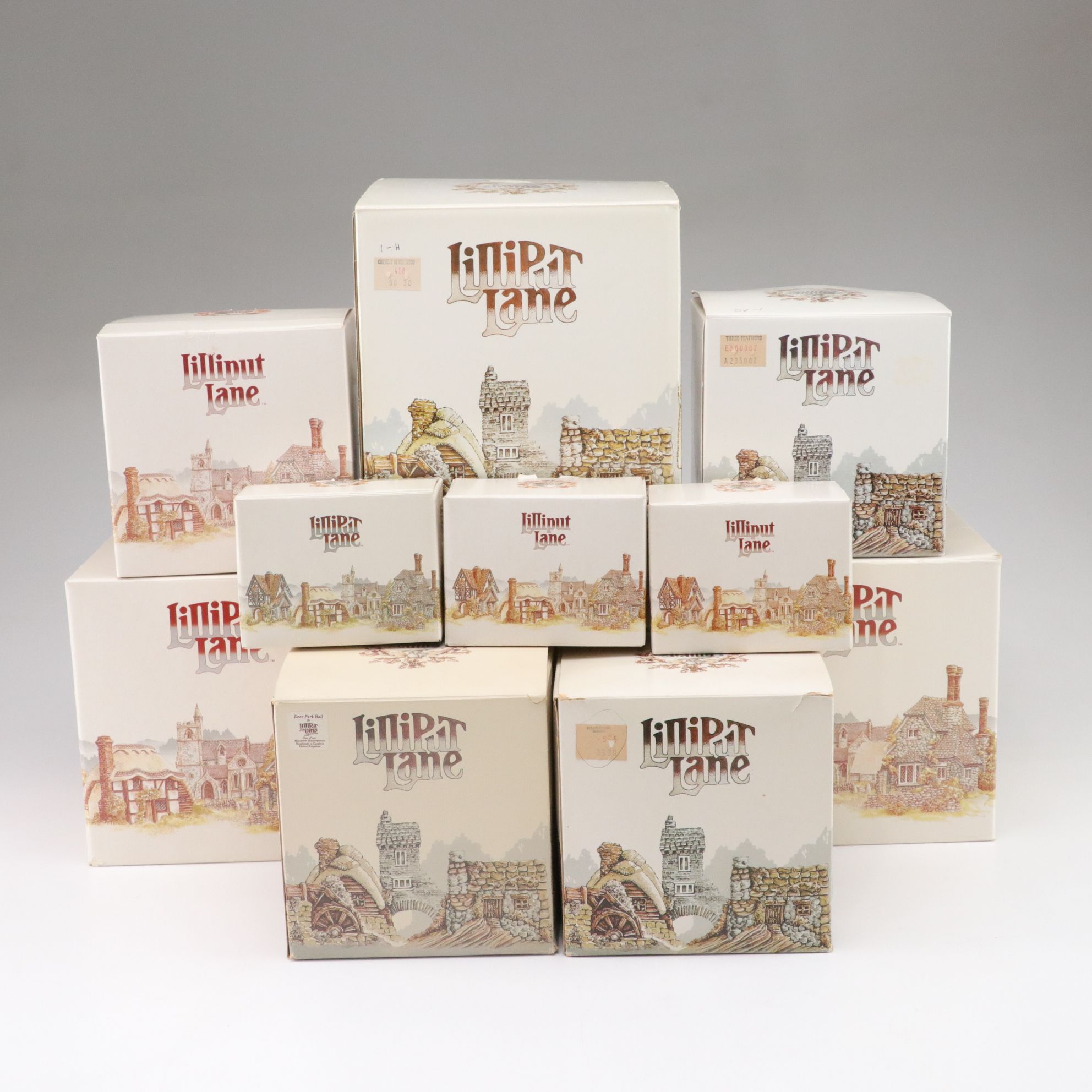 Lilliput Lane "Honeysuckle Cottage" and More Resin Village Shop Figurines, 1990s