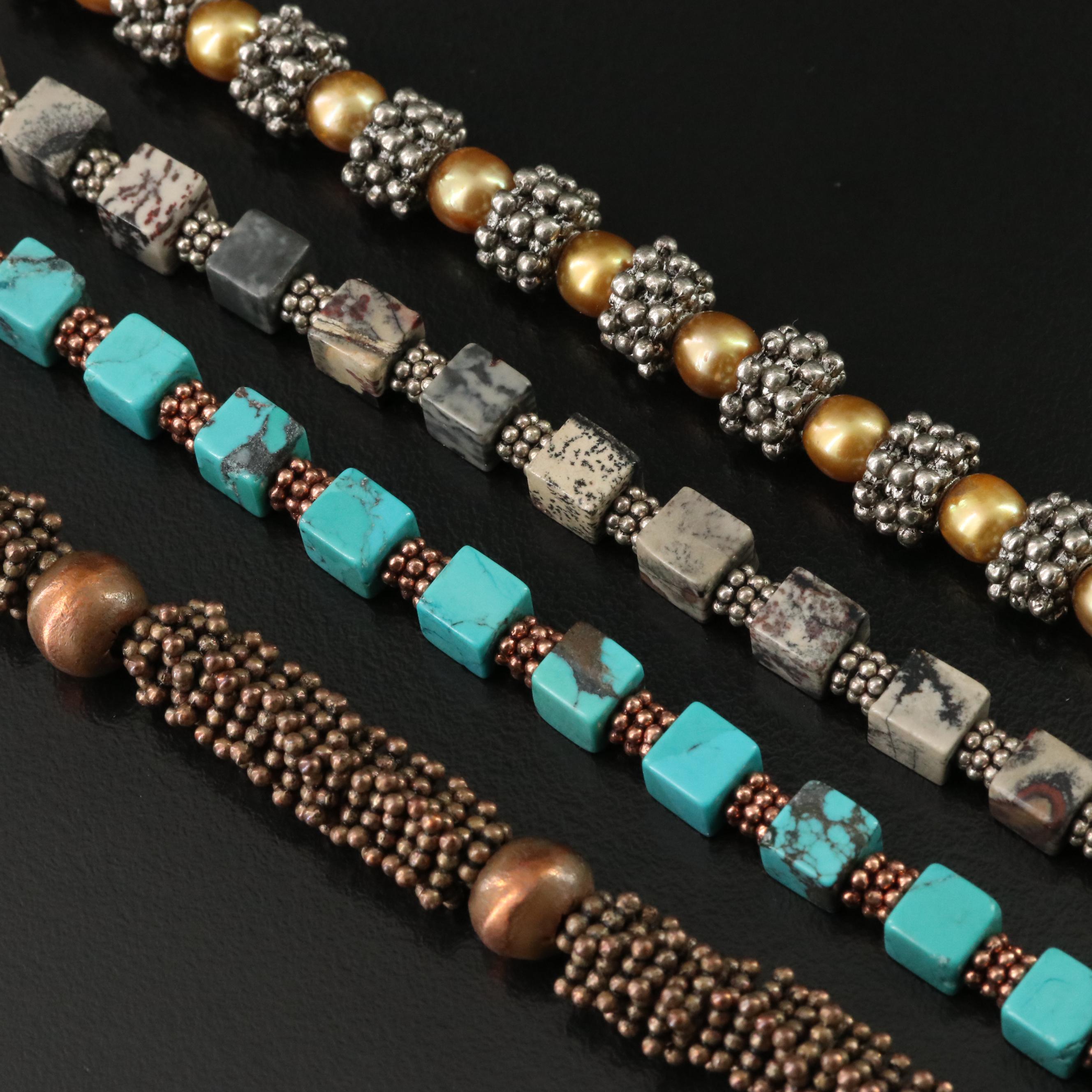 Pearl, Jasper and Turquoise Featured in Bracelet Collection