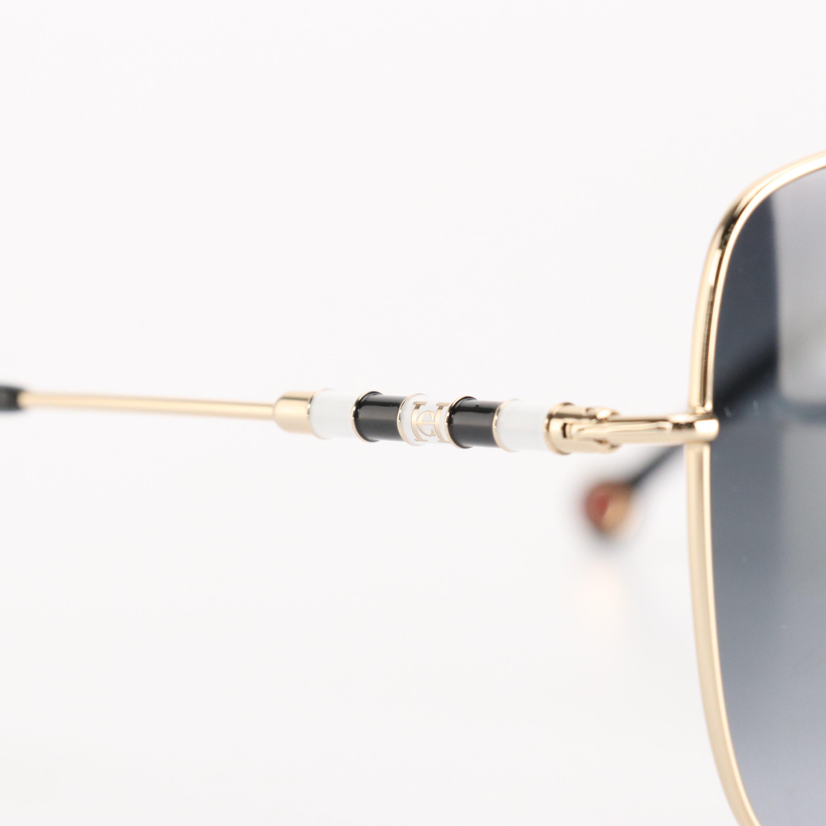 Carolina Herrera Black and White Accented Oversize Square Sunglasses W/ Case