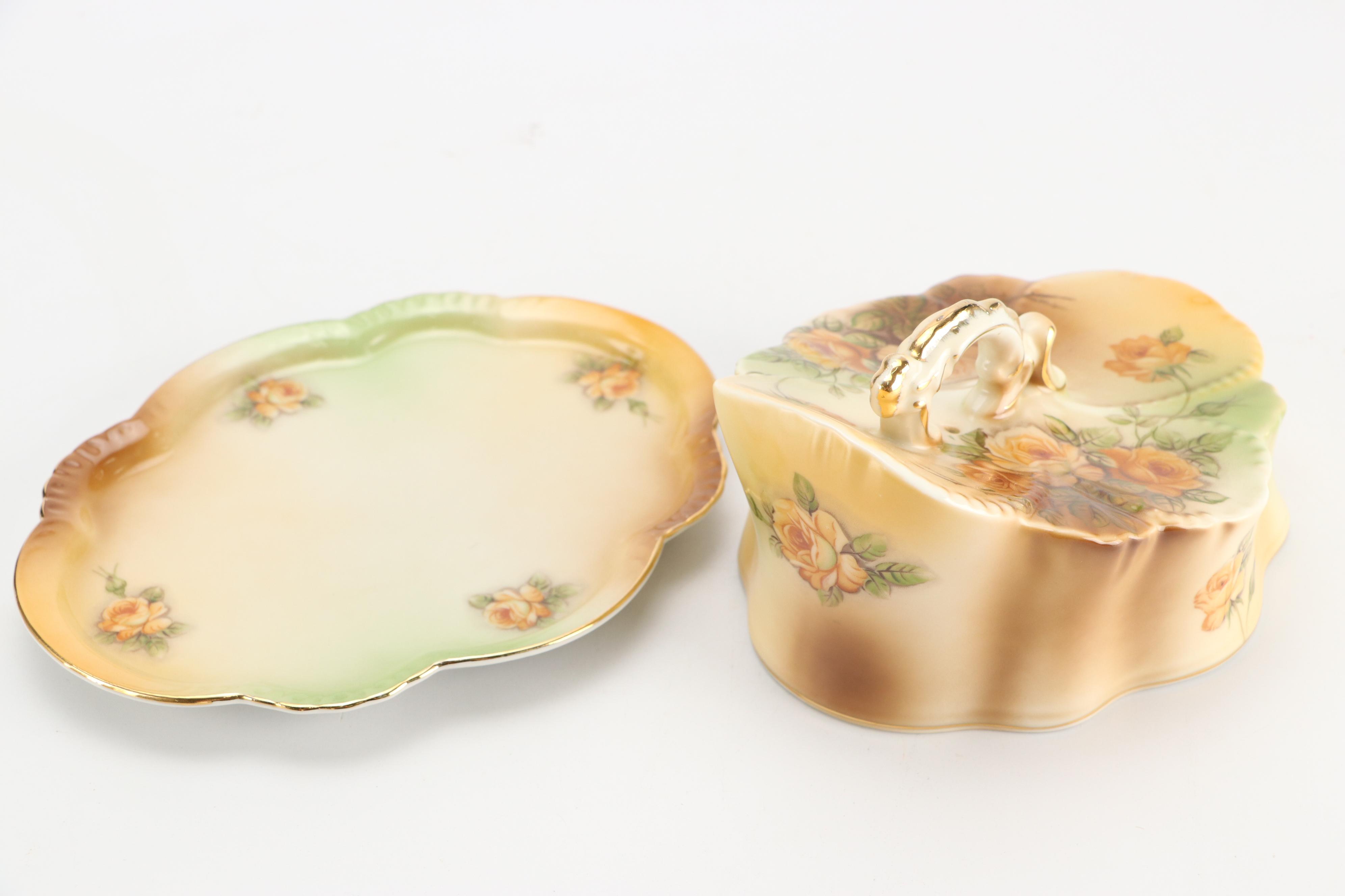 Nippon and Other Porcelain Ewers with Other Porcelain Table Accessories