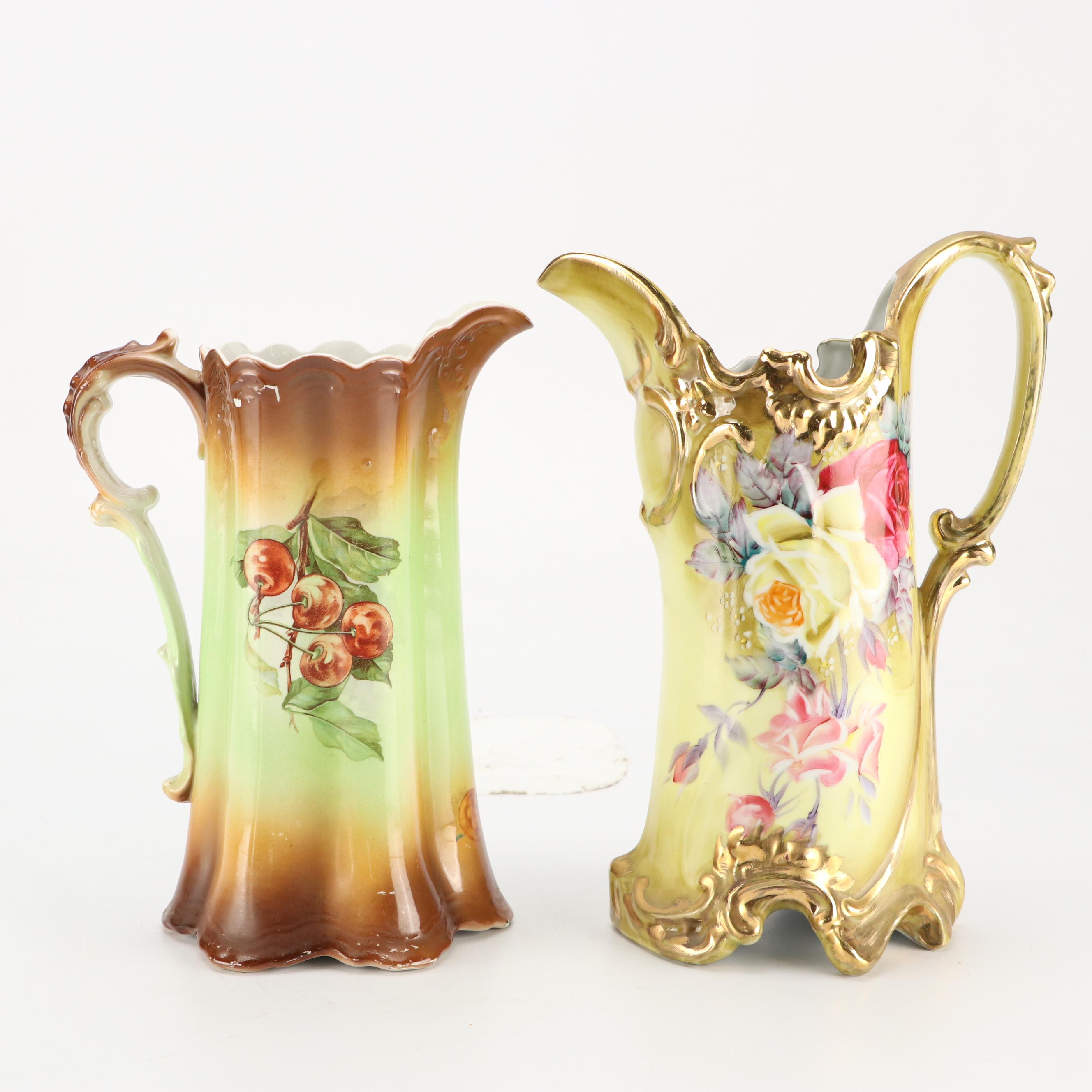 Nippon and Other Porcelain Ewers with Other Porcelain Table Accessories