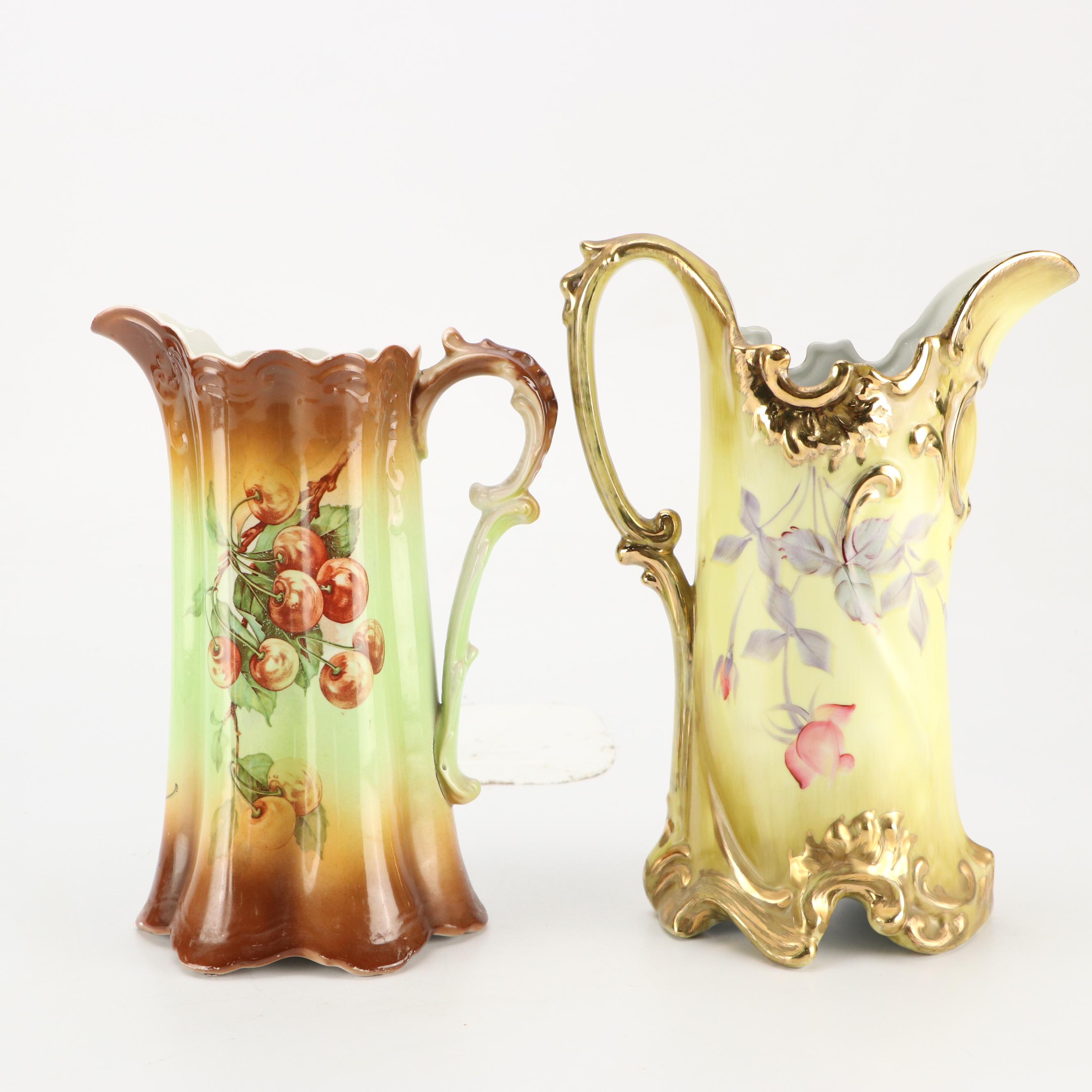 Nippon and Other Porcelain Ewers with Other Porcelain Table Accessories