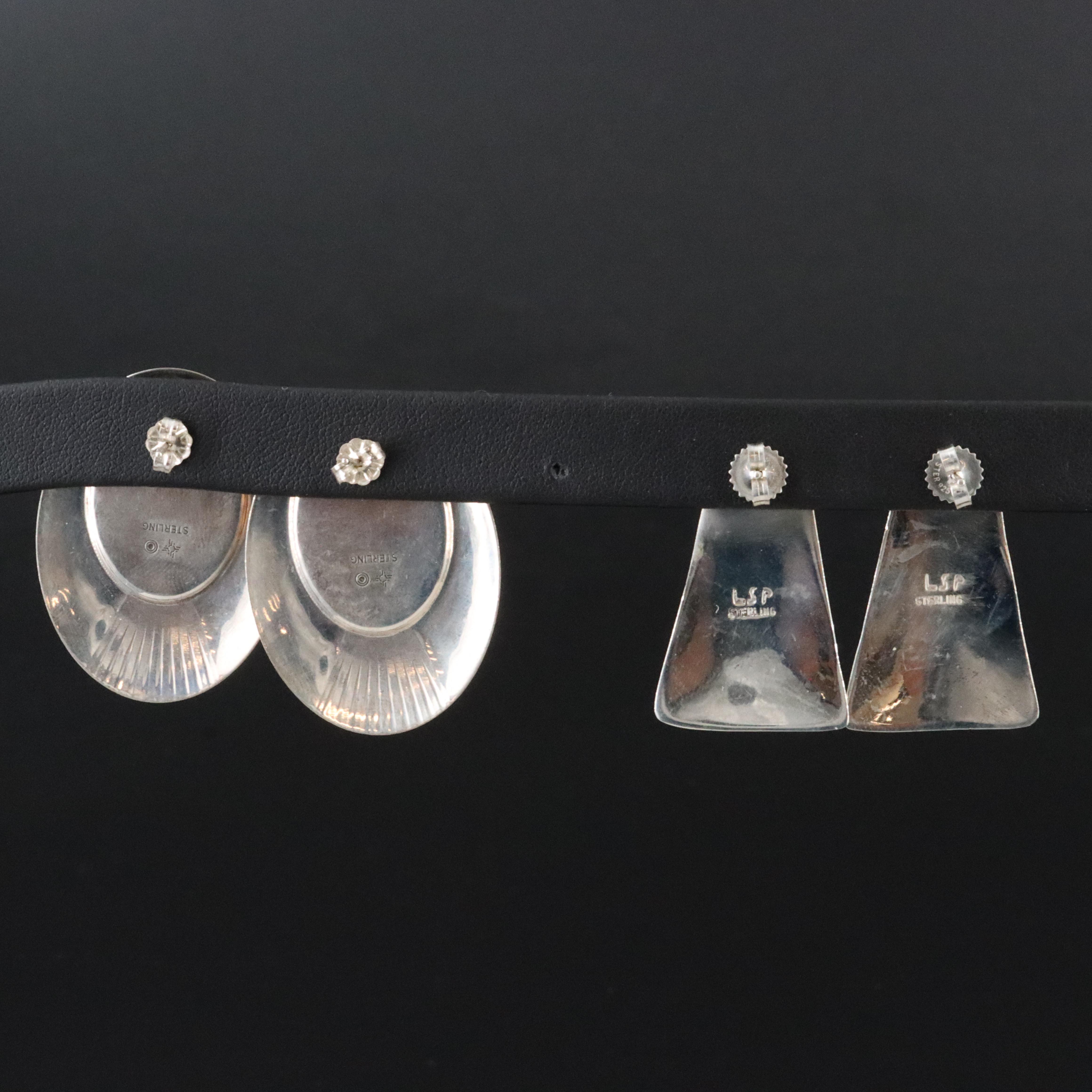 Sunwest Silver Company and Signed Sterling Inlay Earrings