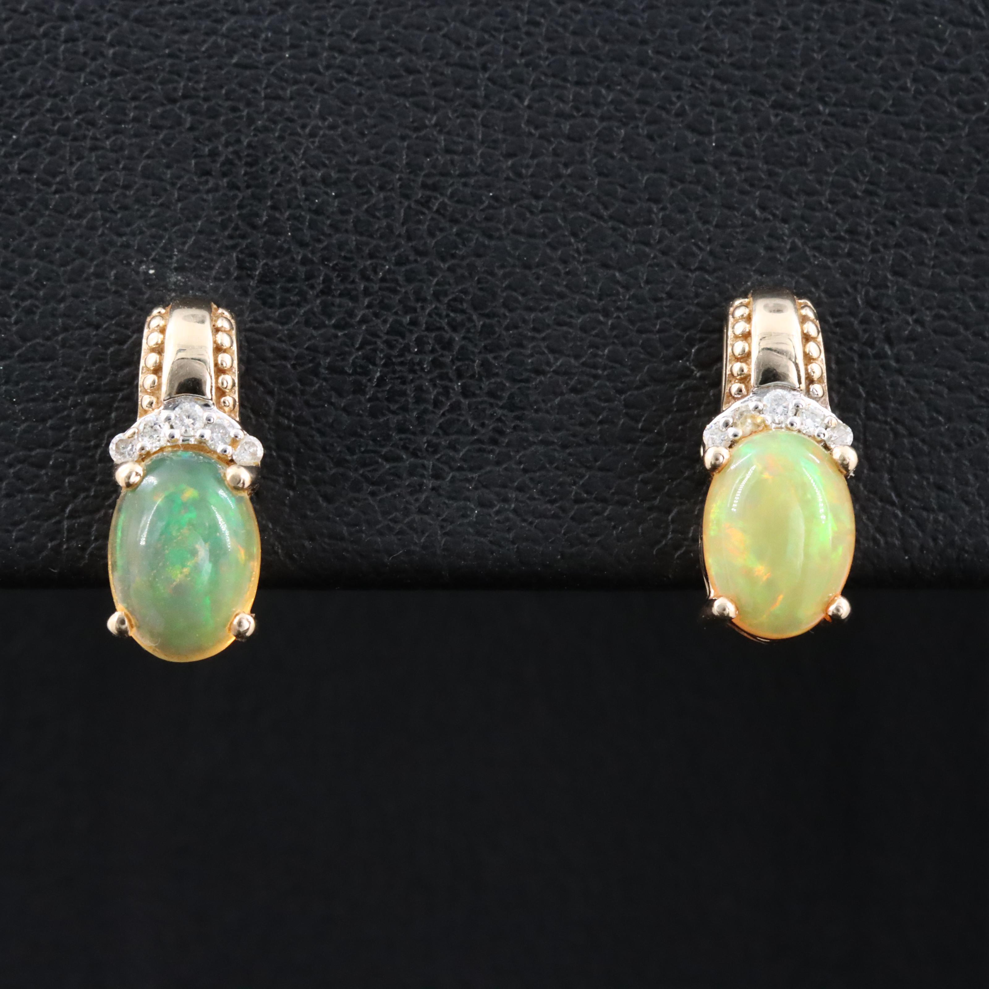 10K Opal and Diamond Earrings