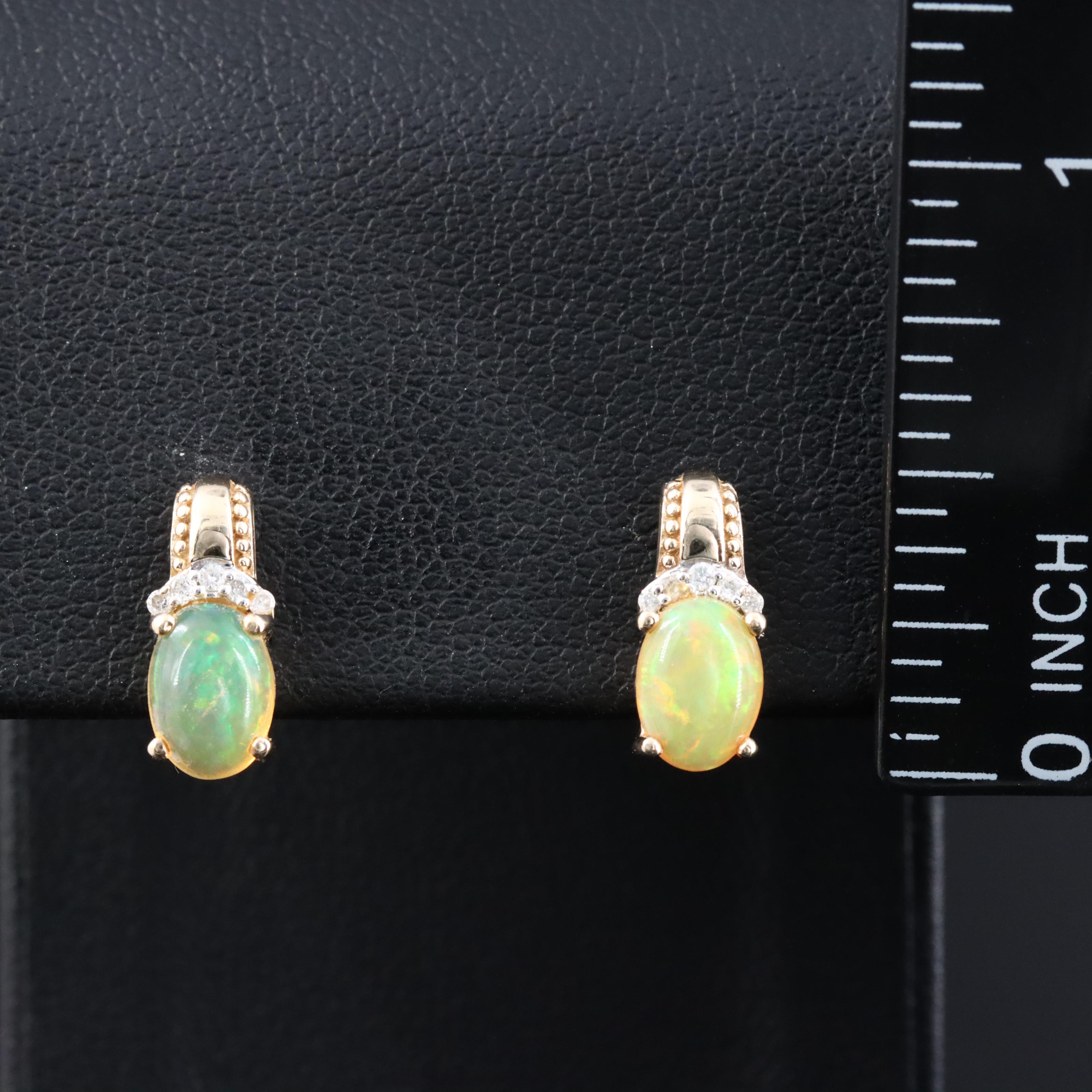 10K Opal and Diamond Earrings