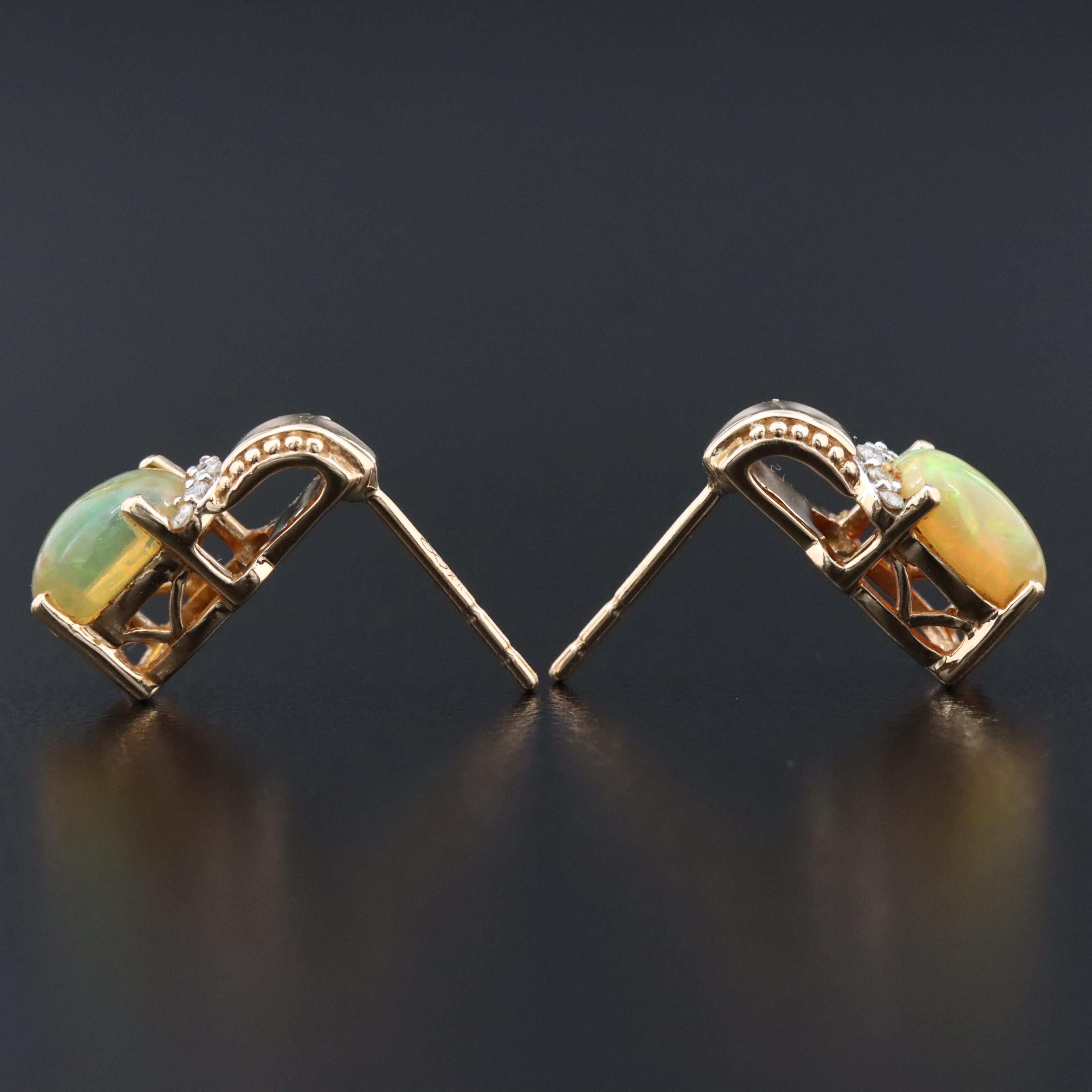 10K Opal and Diamond Earrings