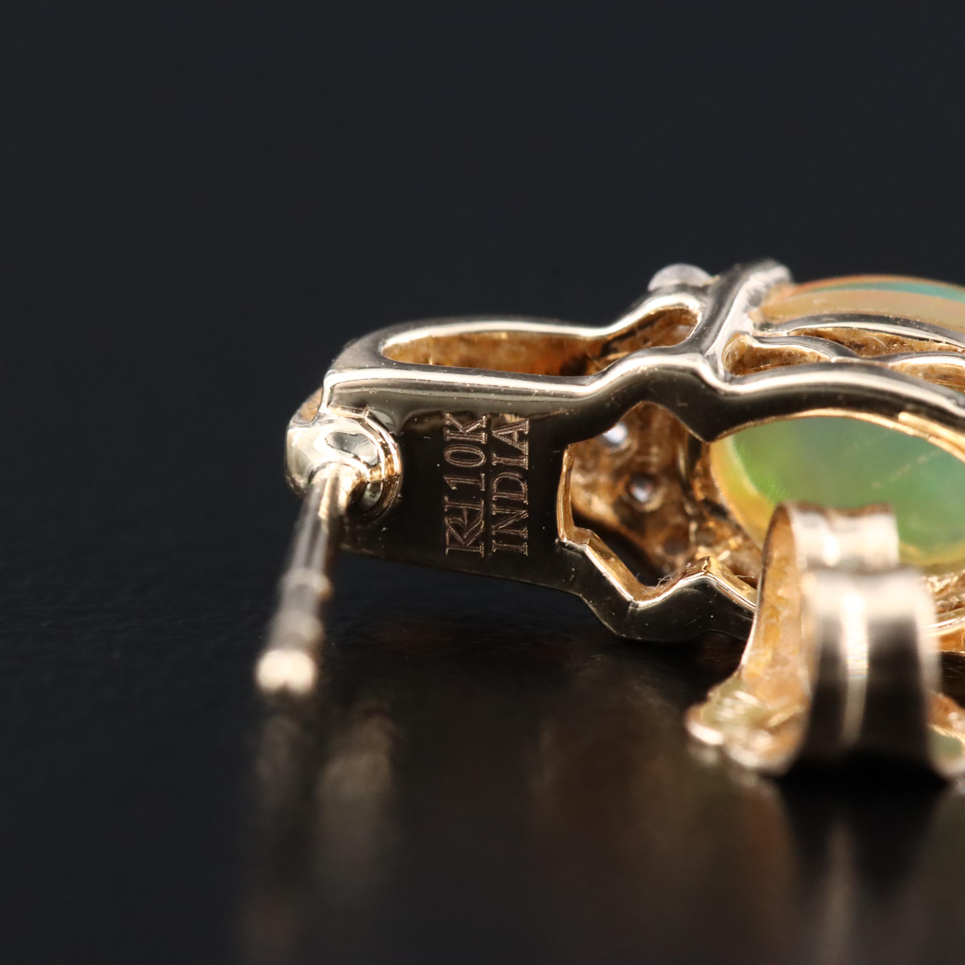 10K Opal and Diamond Earrings