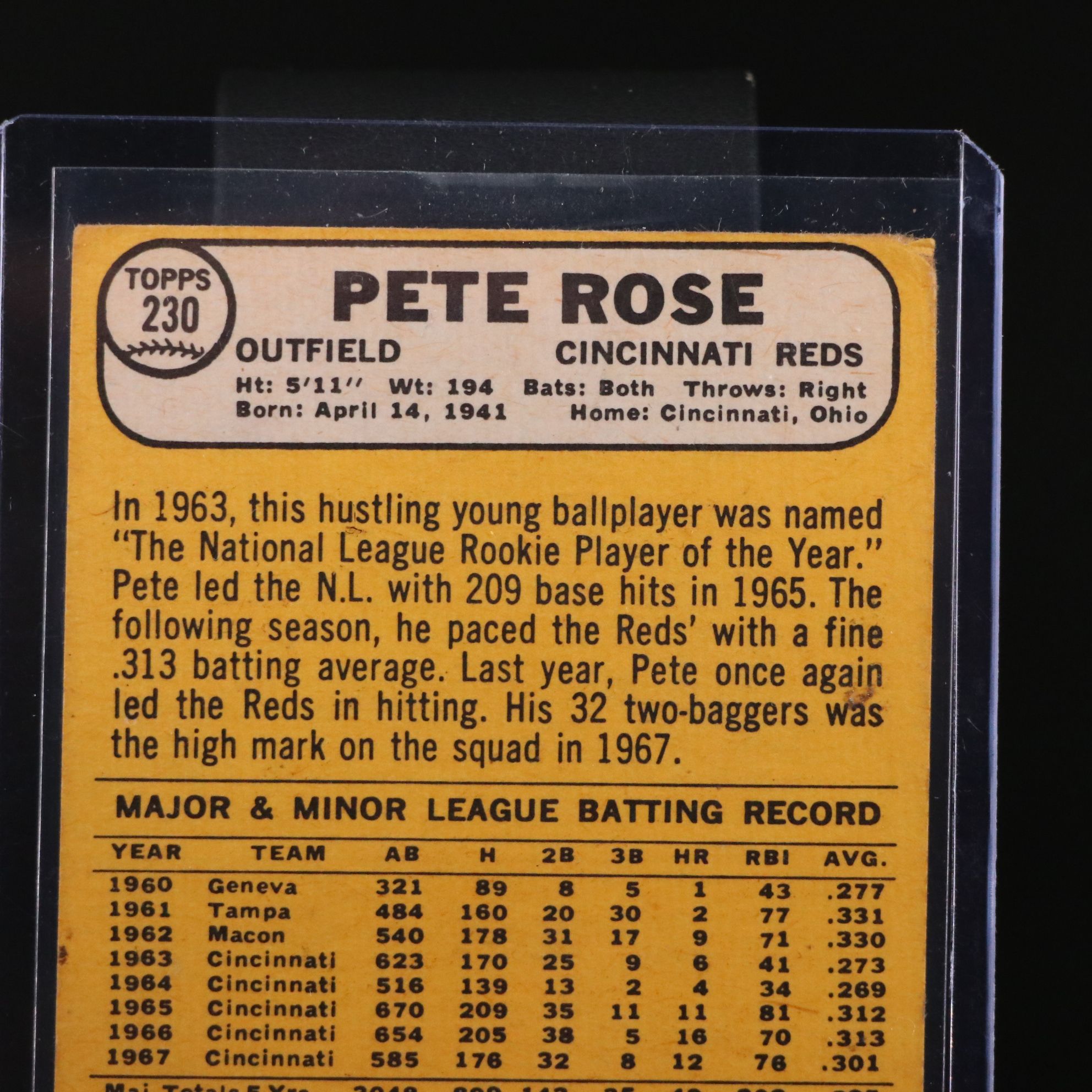1968 Topps Pete Rose Cincinnati Reds Baseball Card
