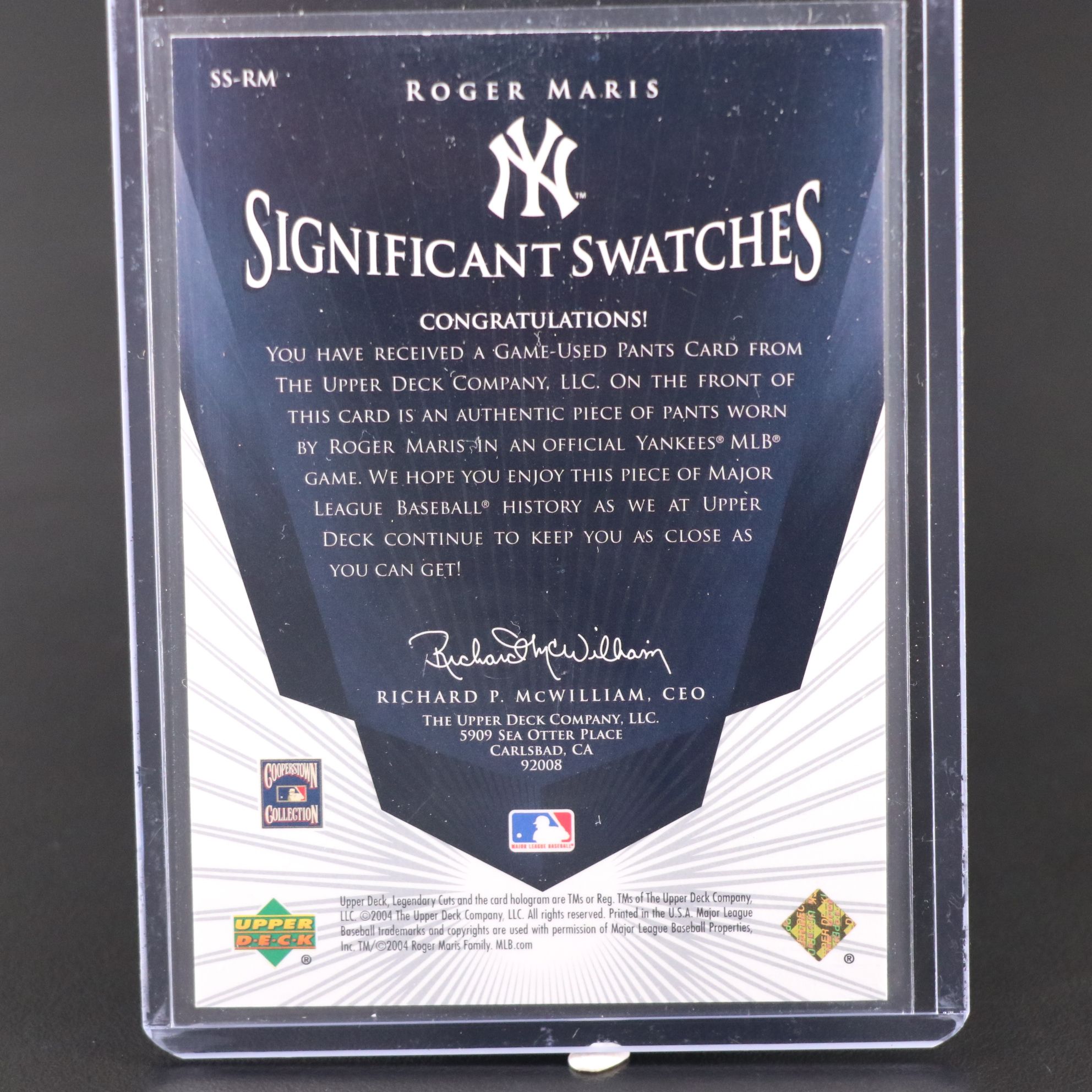 2004 SP Legendary Cuts Roger Maris Game-Used Relic Baseball Card