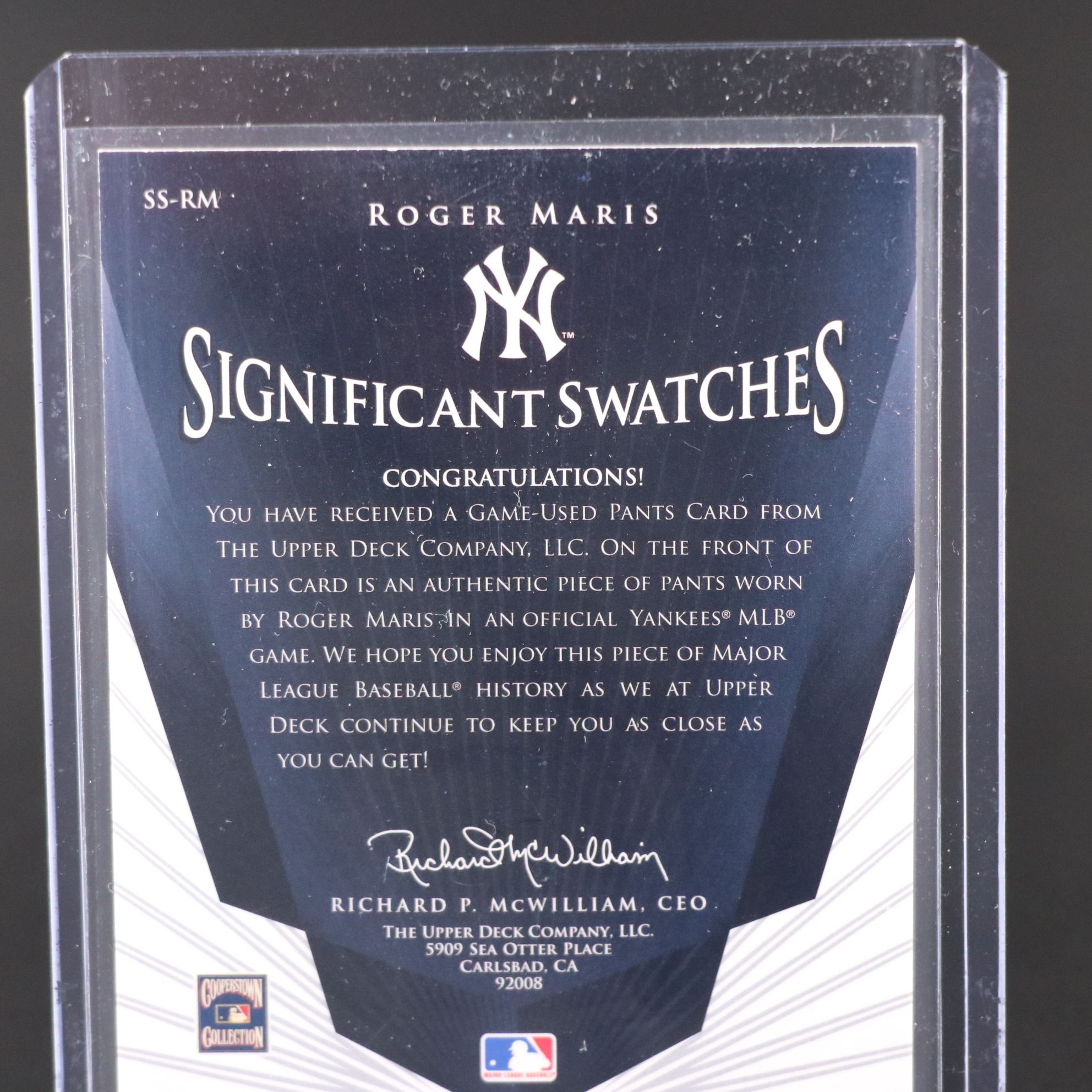 2004 SP Legendary Cuts Roger Maris Game-Used Relic Baseball Card