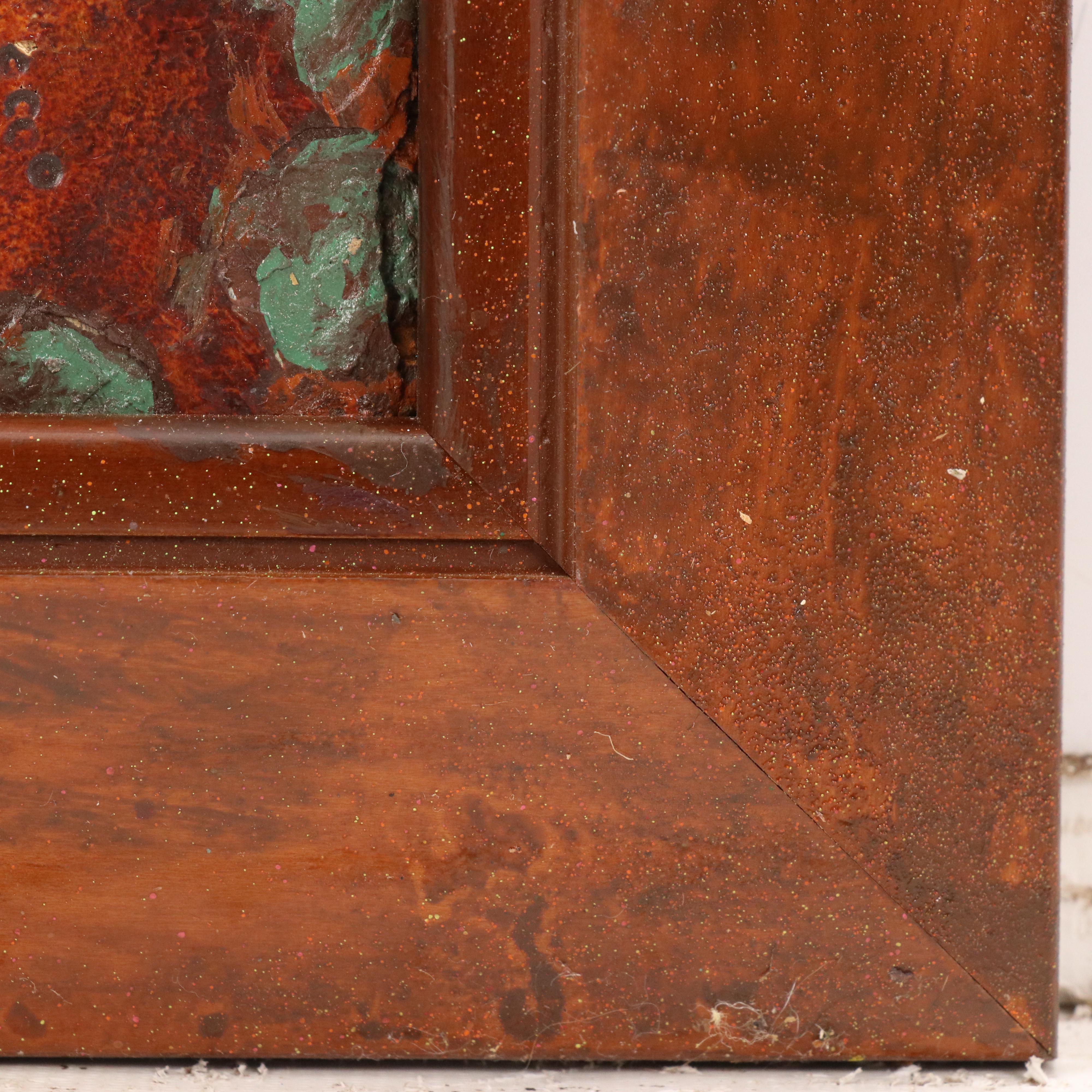 Hand-Painted Carved Wood Panel of Native American Portrait