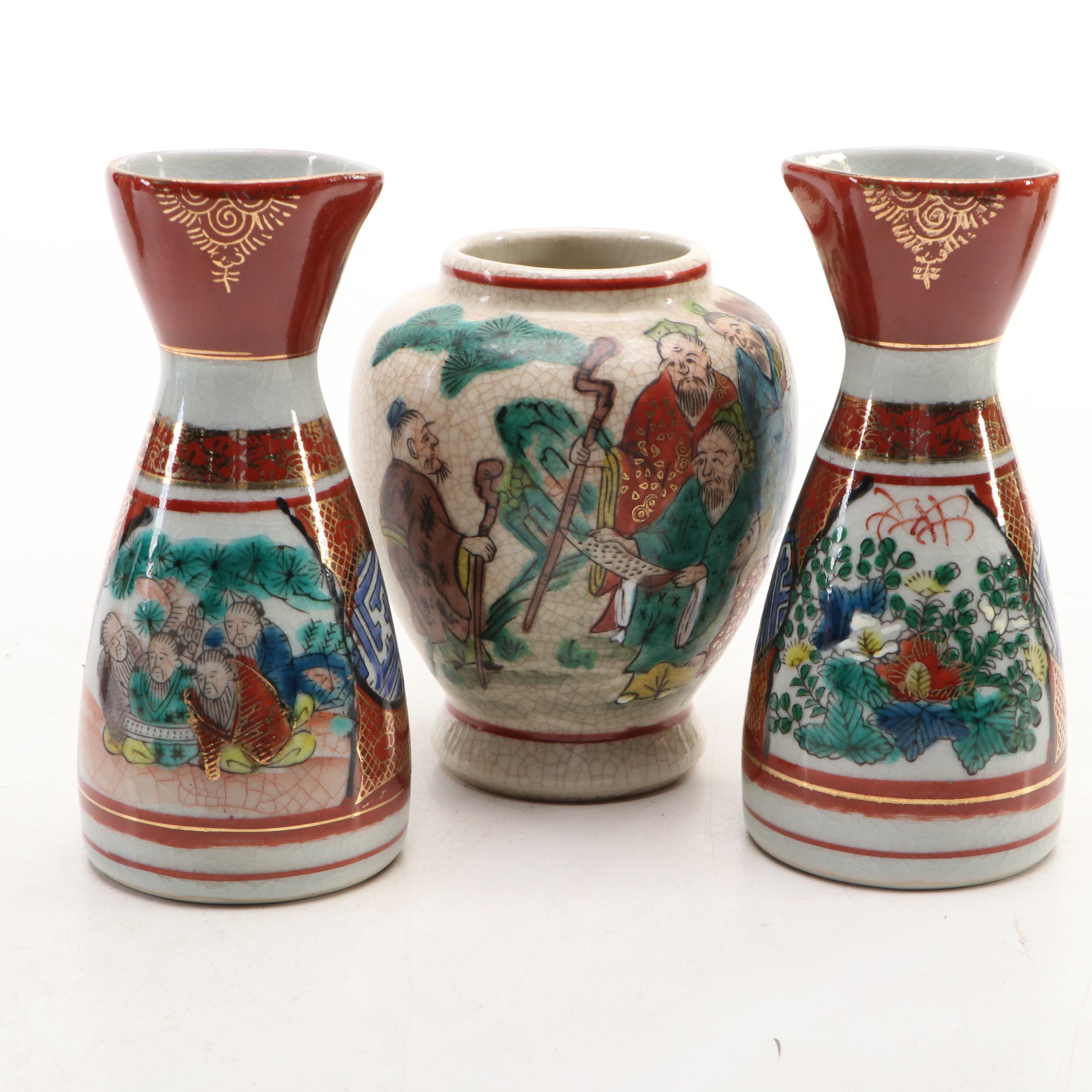 Japanese Porcelain Sake Set, Chinese Porcelain Vase, and More Table Décor