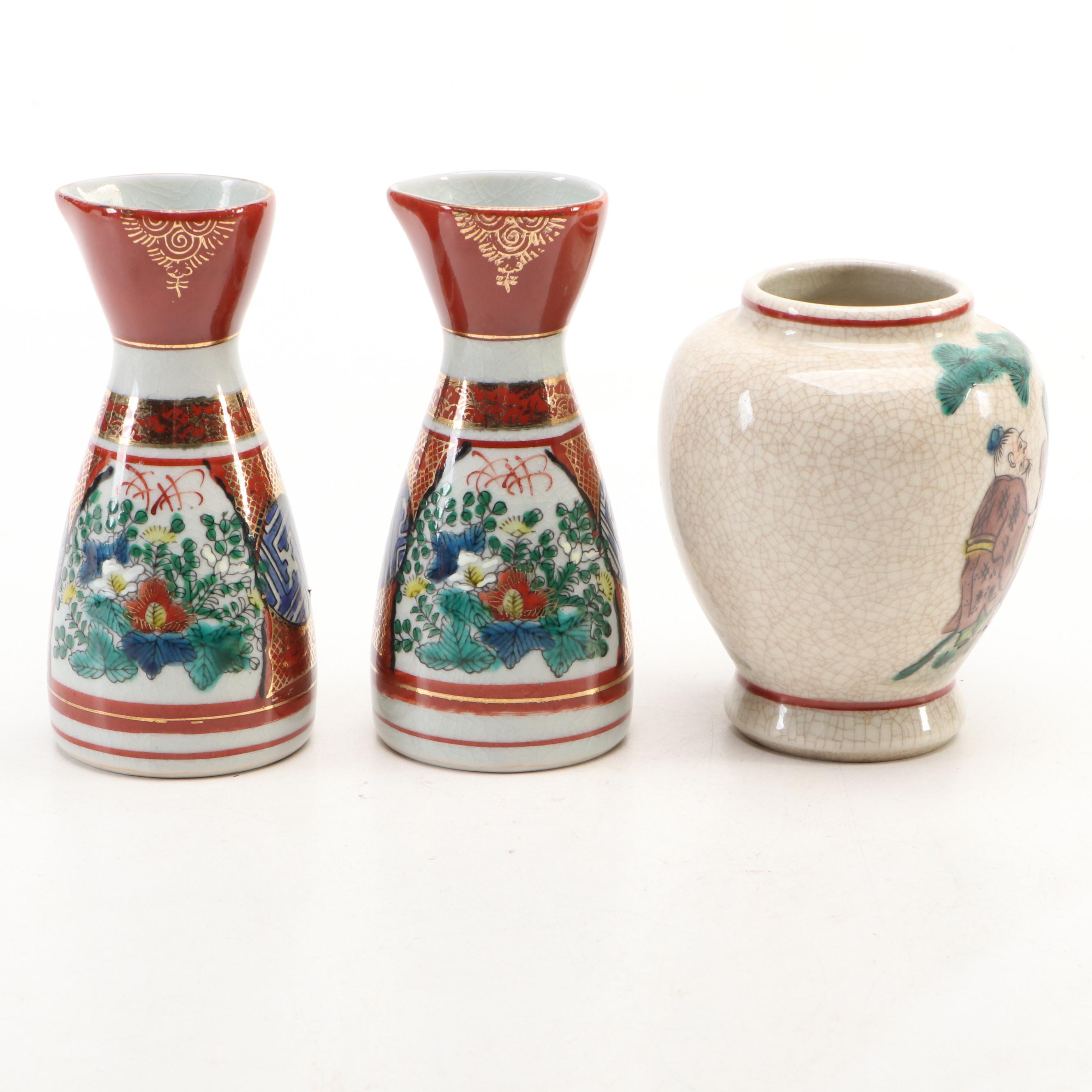 Japanese Porcelain Sake Set, Chinese Porcelain Vase, and More Table Décor