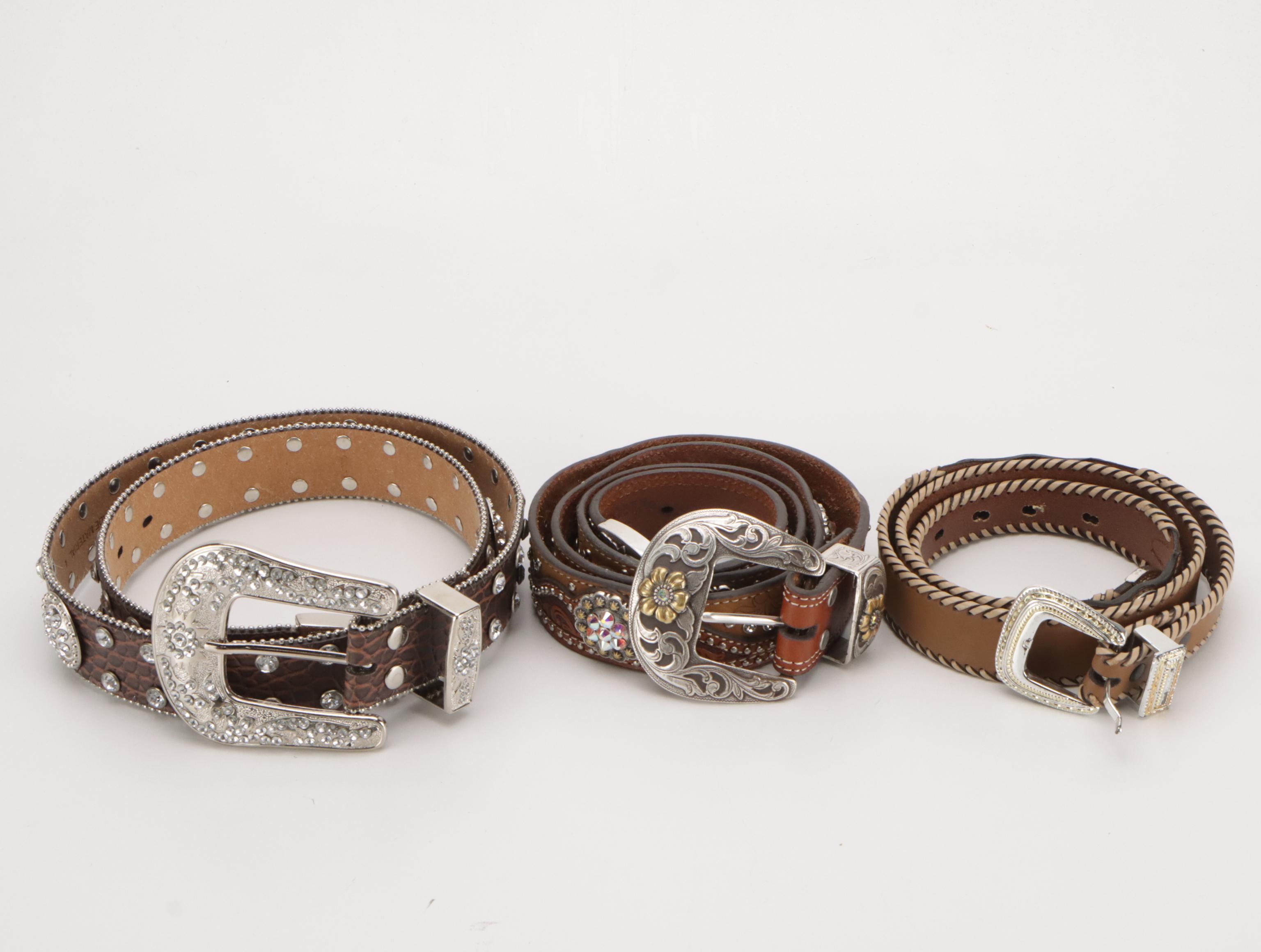 Nocona and More Tooled/Embellished Western Style Belts, Other Metal Belts