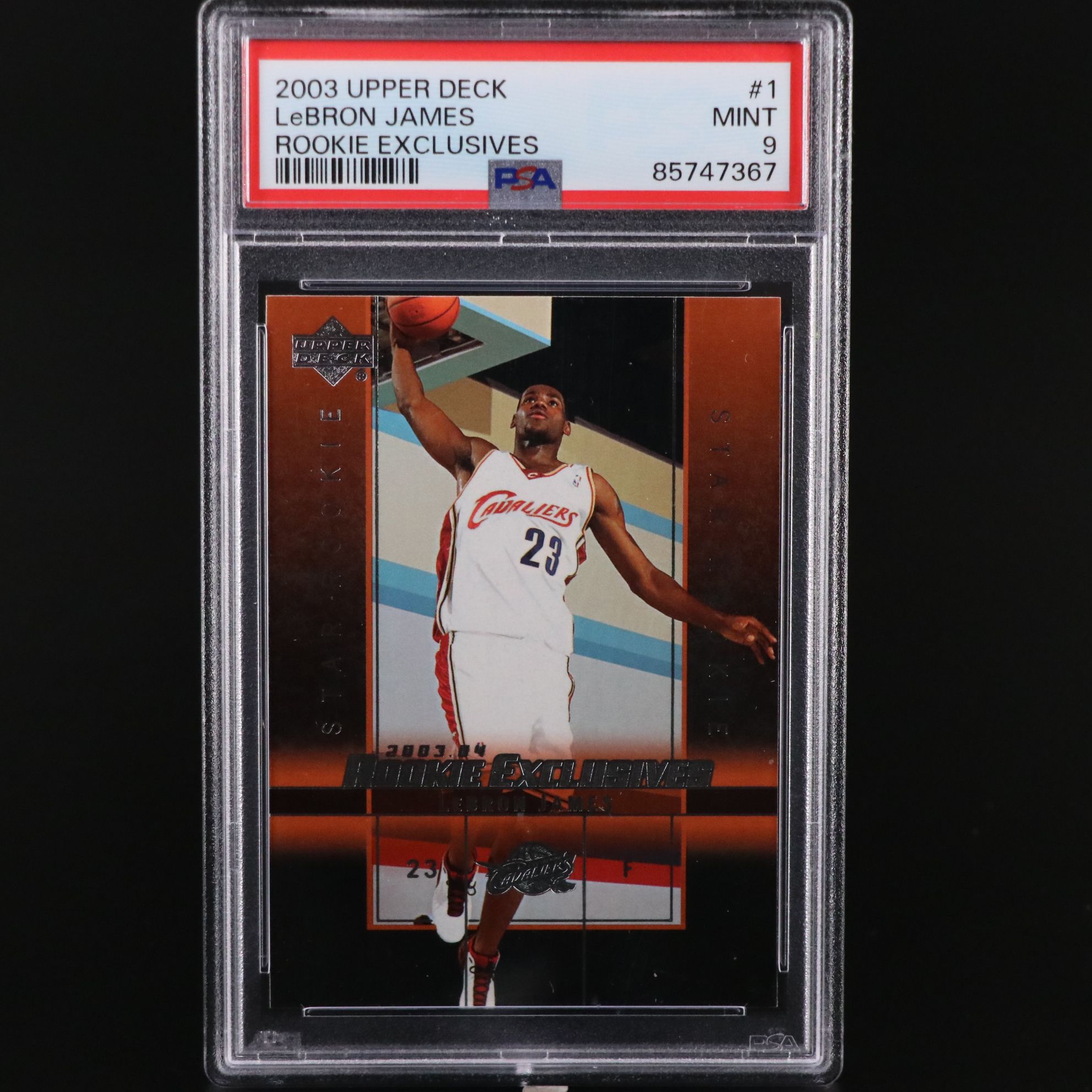 2003 Upper Deck LeBron James Rookie Exclusives Basketball Card Graded PSA 9