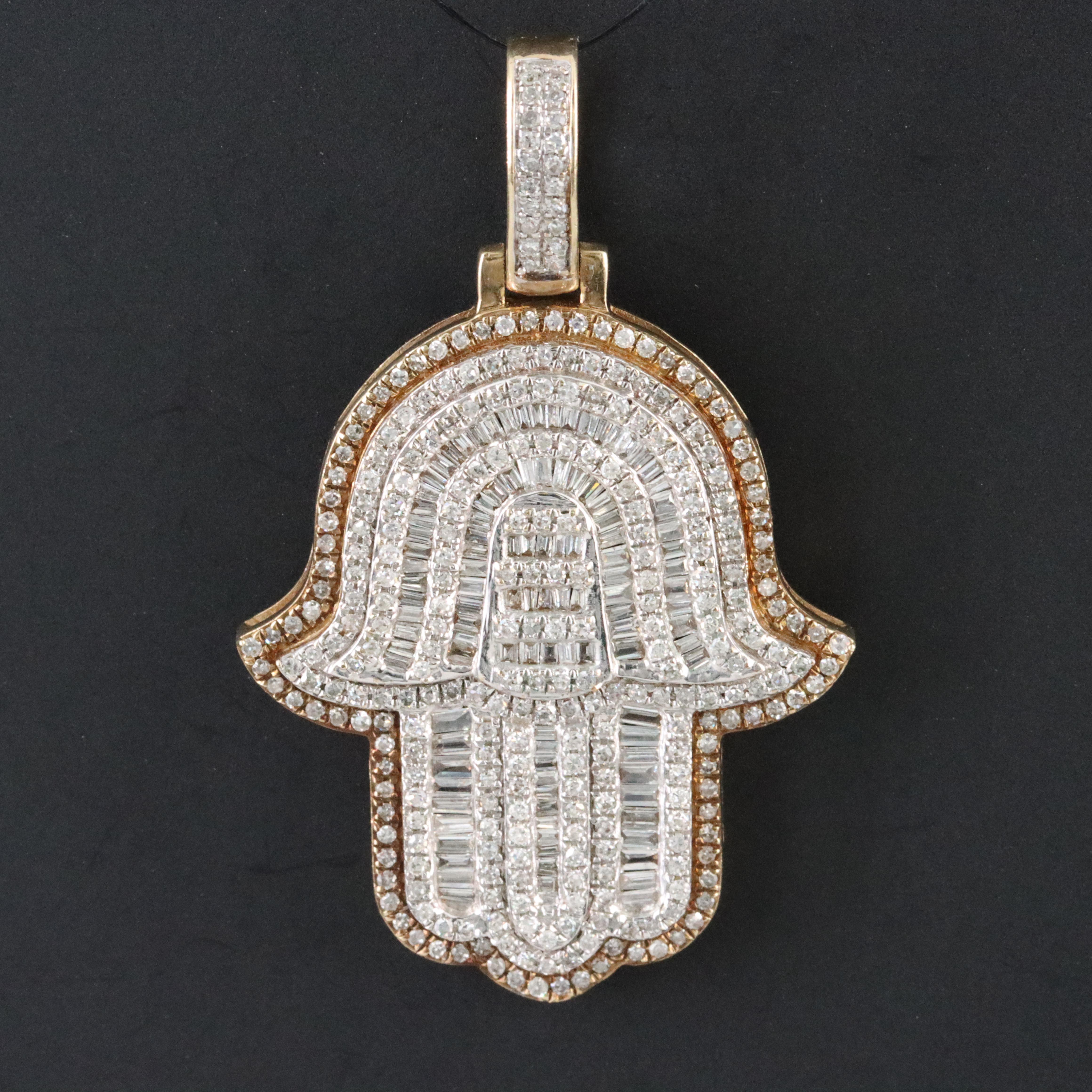 10K 1.25 CTW Diamond Hamsa Pendant