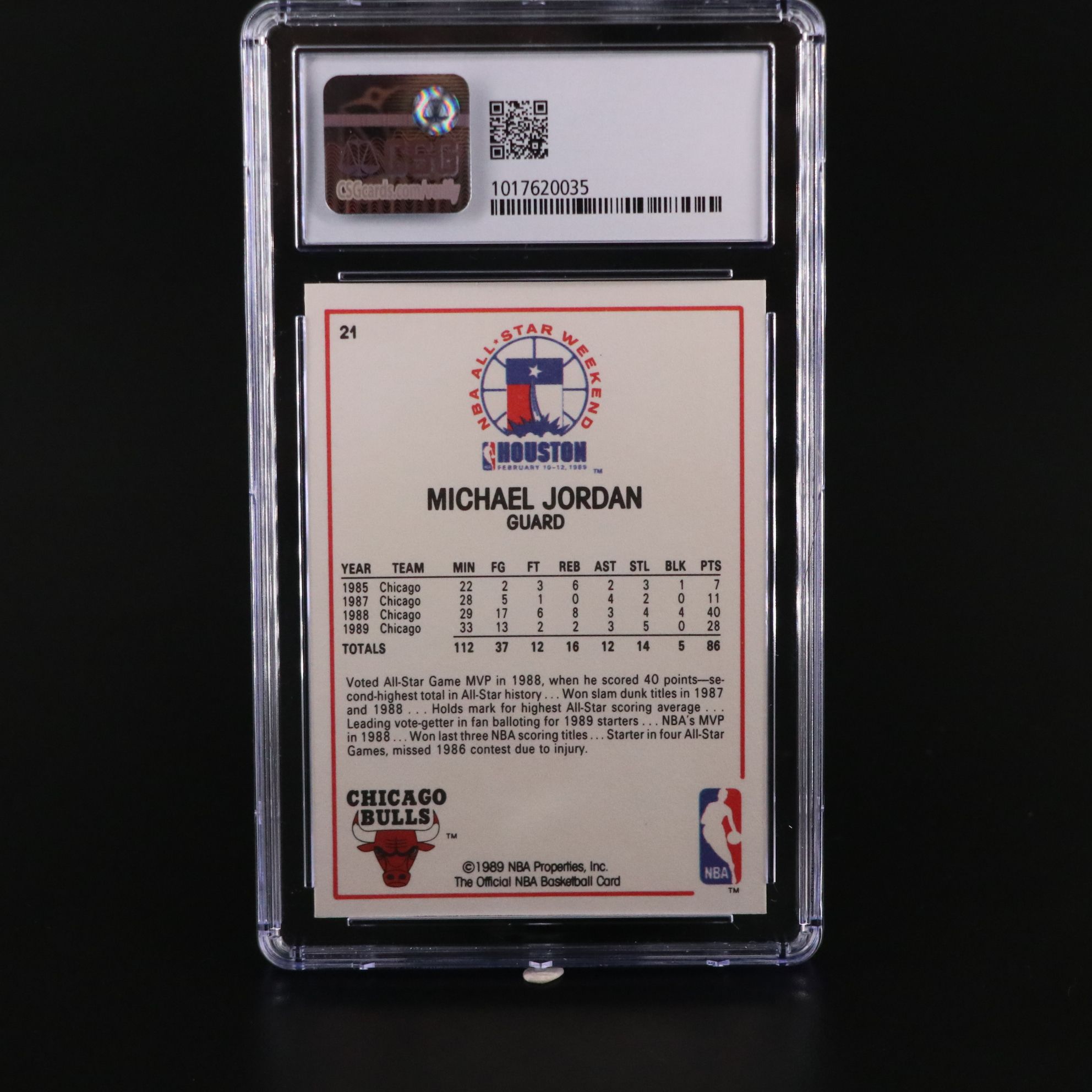 1989-90 NBA Hoops Michael Jordan Chicago Bulls All-Star Card Graded CSG 9