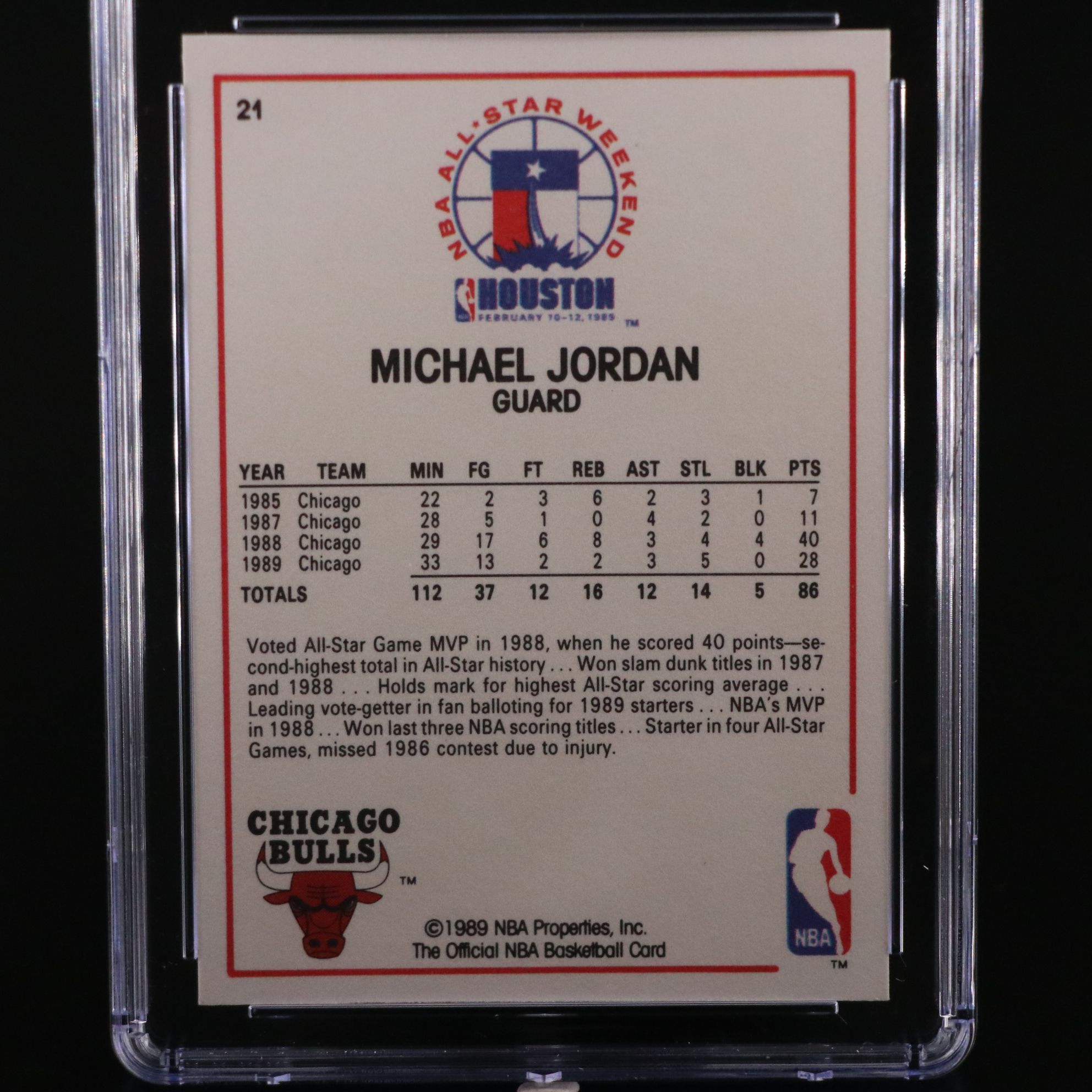 1989-90 NBA Hoops Michael Jordan Chicago Bulls All-Star Card Graded CSG 9