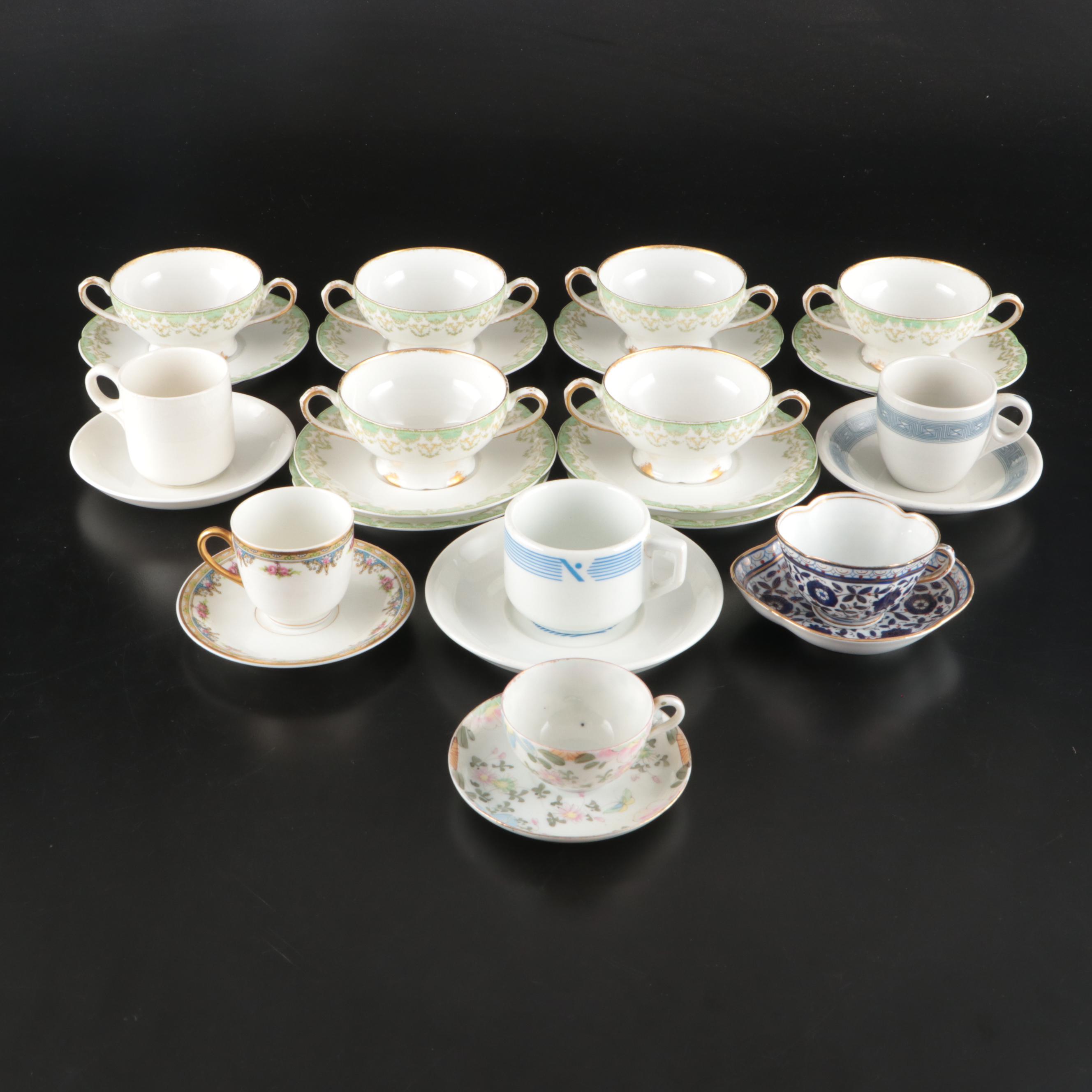 Theodore Haviland Bouillon Soups with Thun Klösterle Quatrefoil and Other Cups
