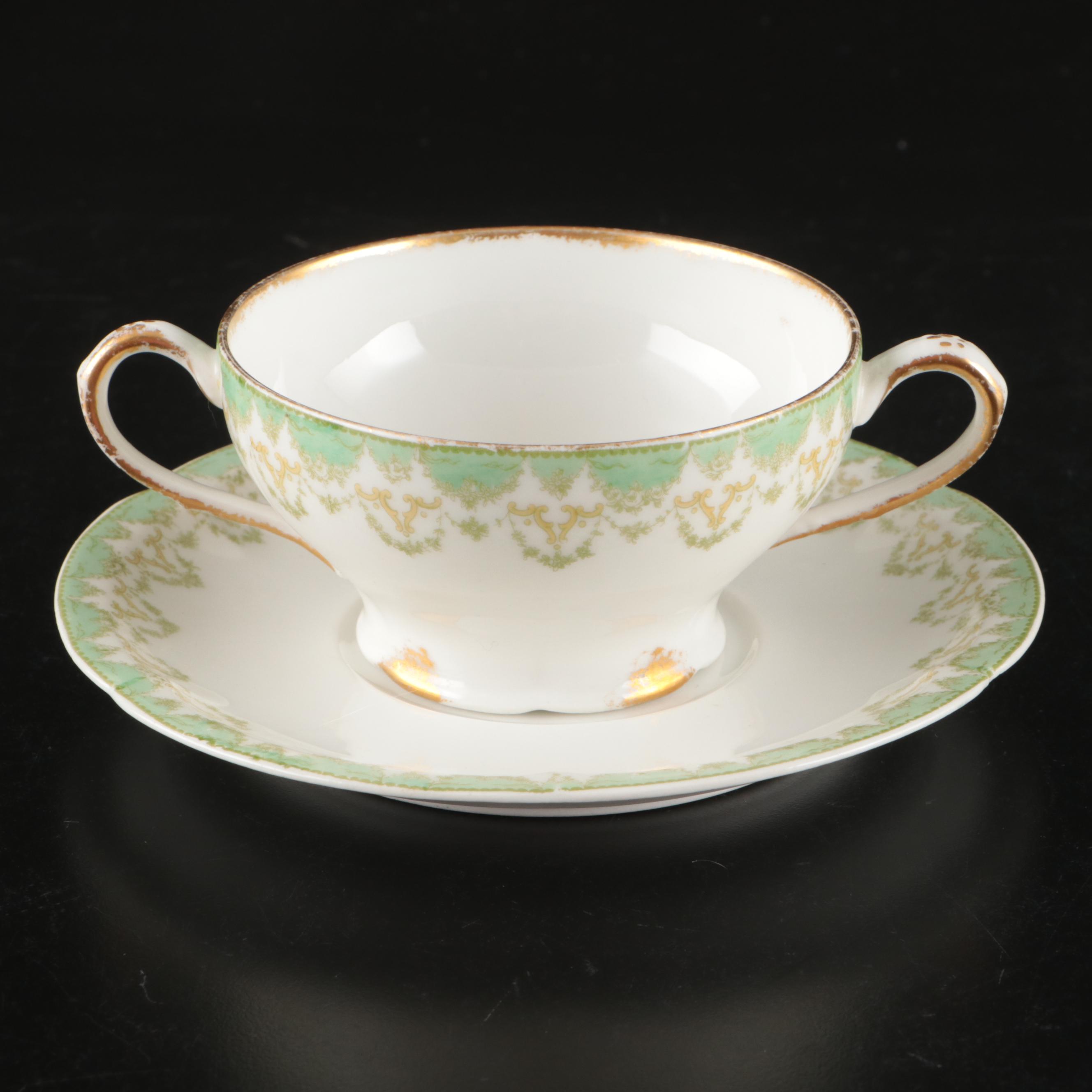 Theodore Haviland Bouillon Soups with Thun Klösterle Quatrefoil and Other Cups