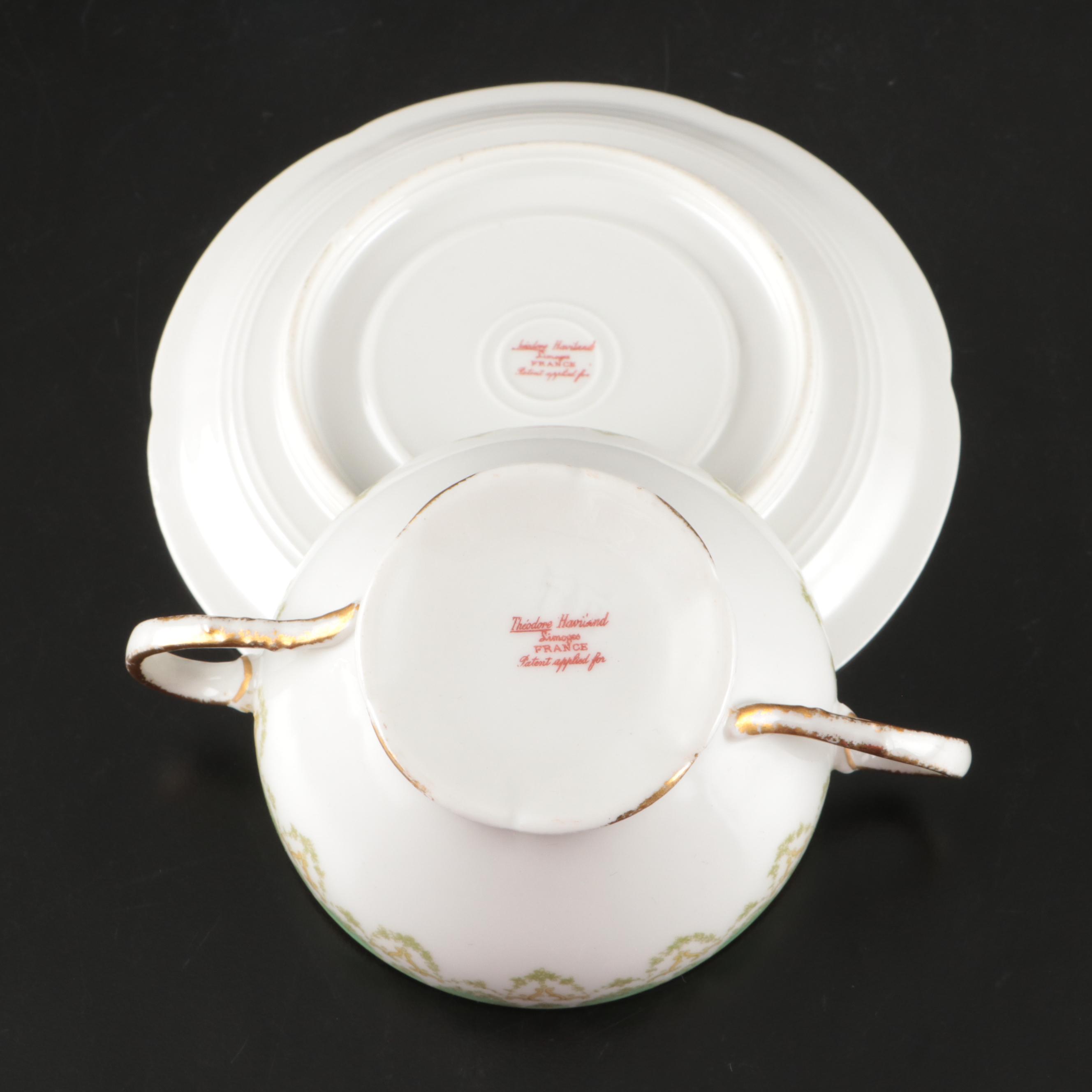 Theodore Haviland Bouillon Soups with Thun Klösterle Quatrefoil and Other Cups
