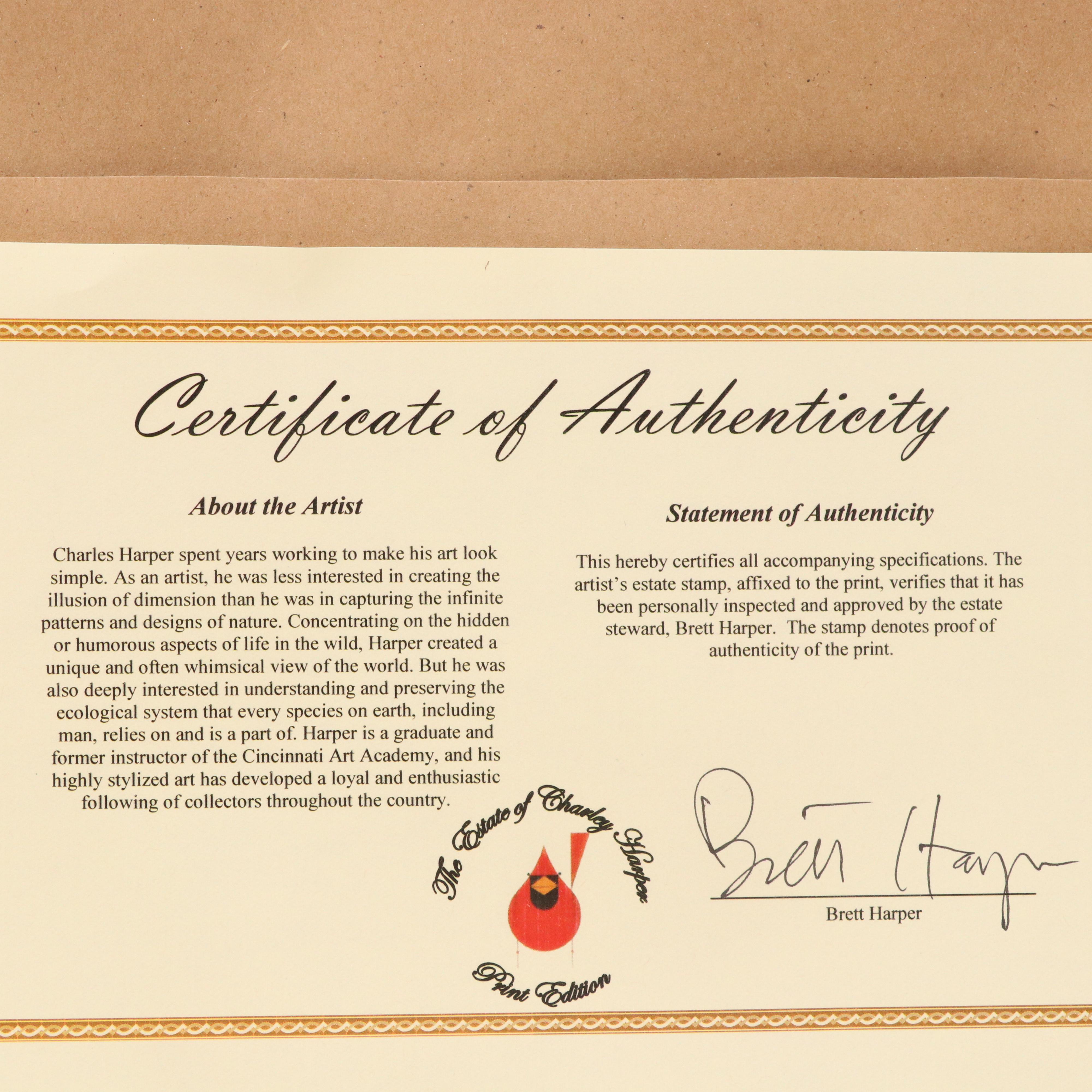 Charley Harper Offset Lithograph "Vigilant Vireos"