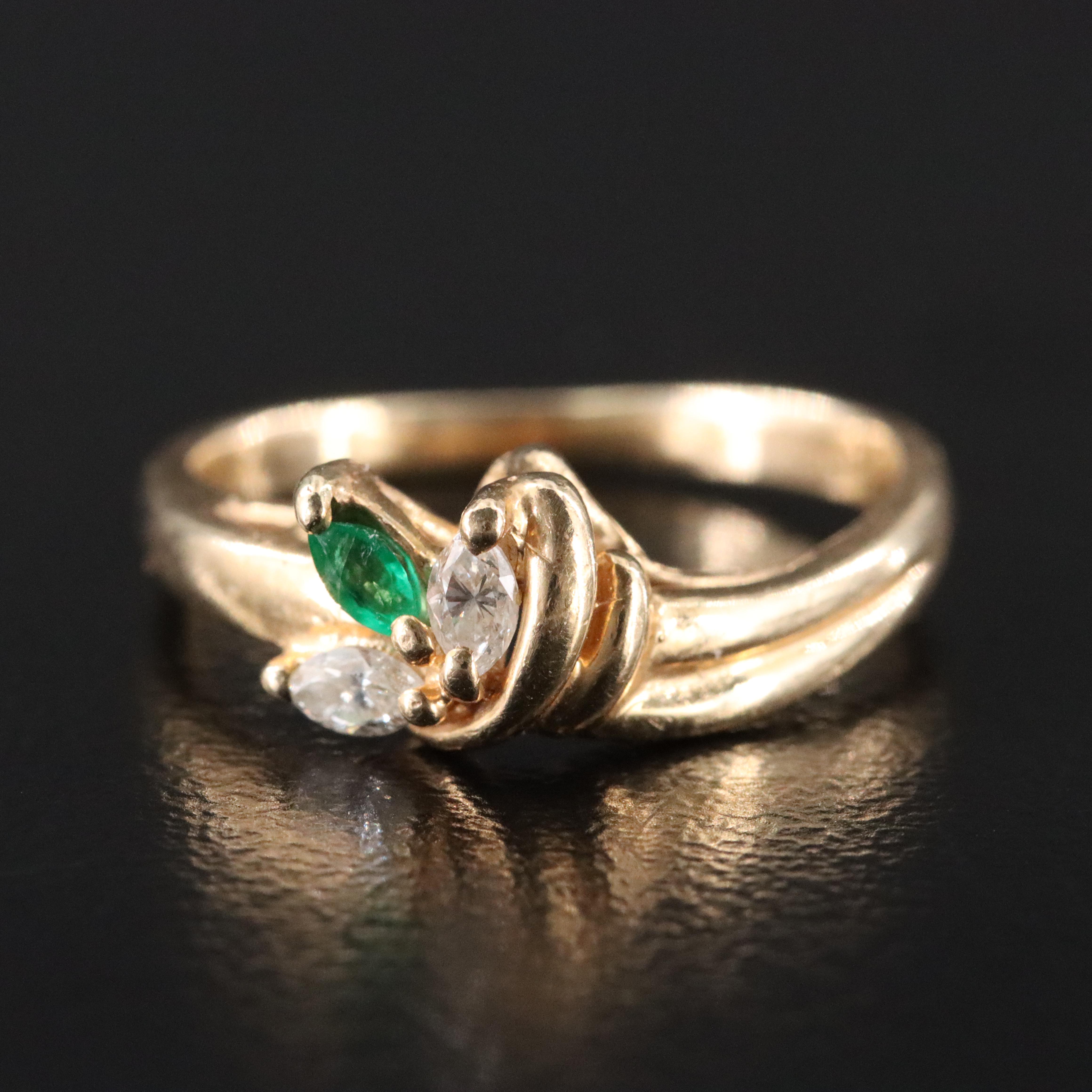 14K Emerald and Diamond Ring