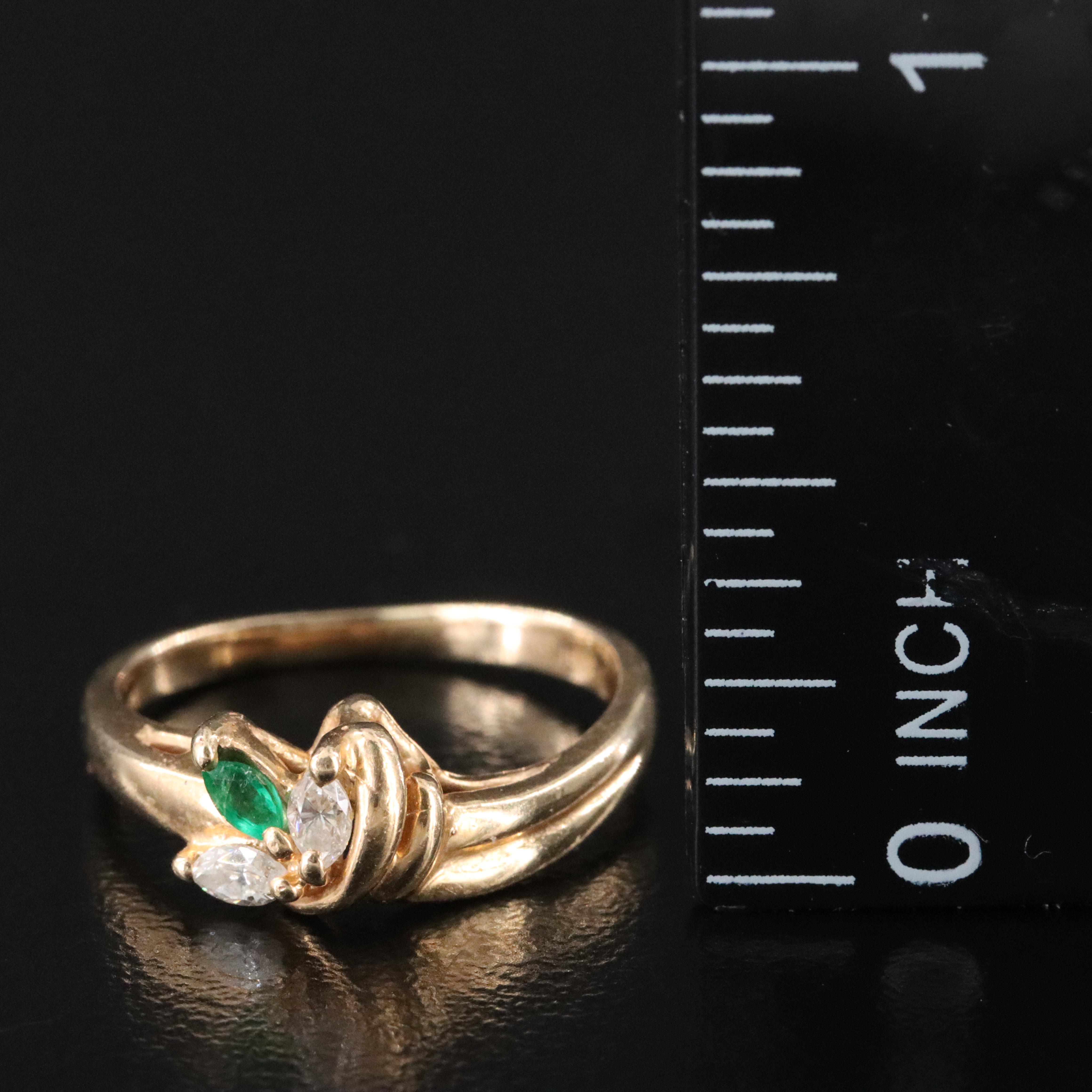 14K Emerald and Diamond Ring