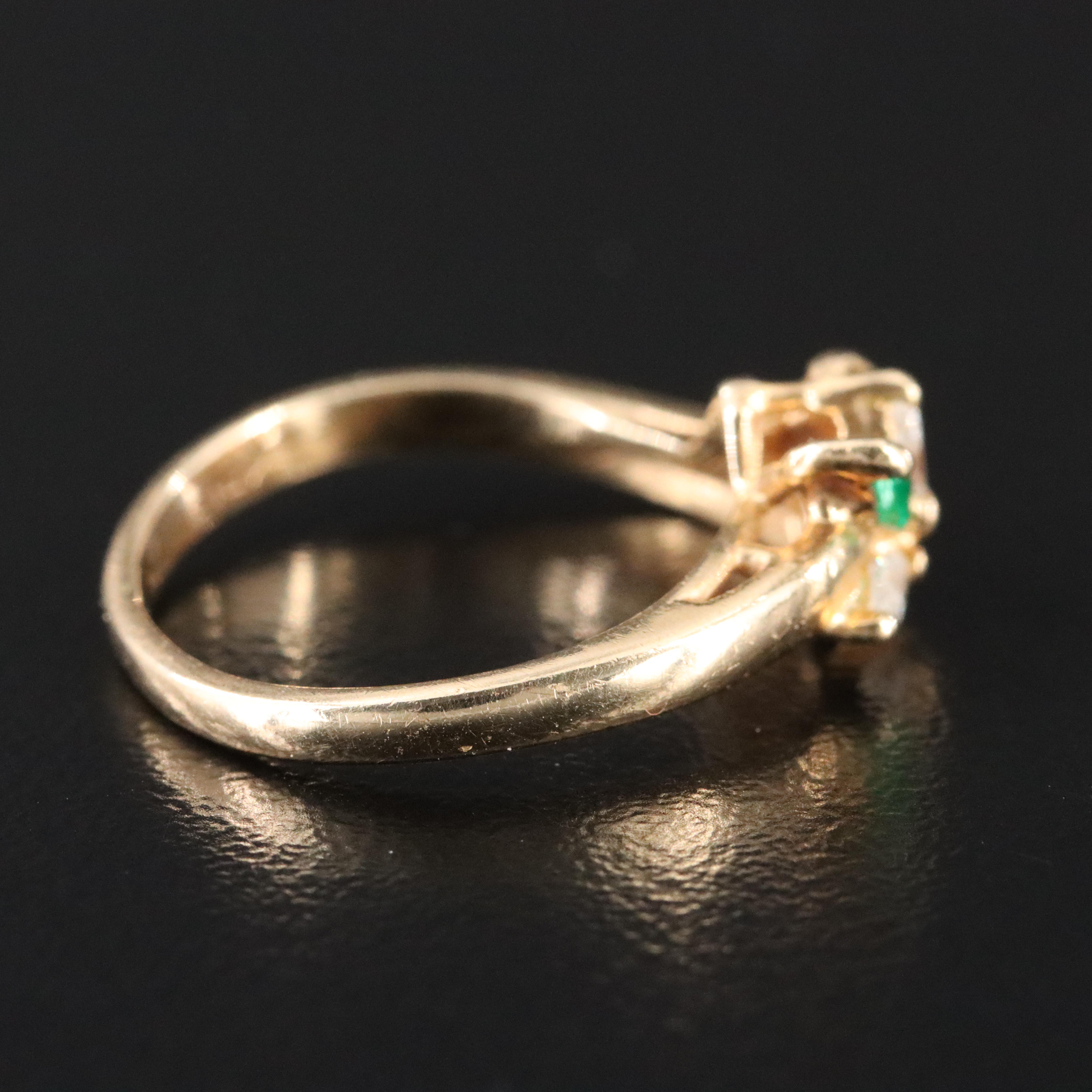 14K Emerald and Diamond Ring