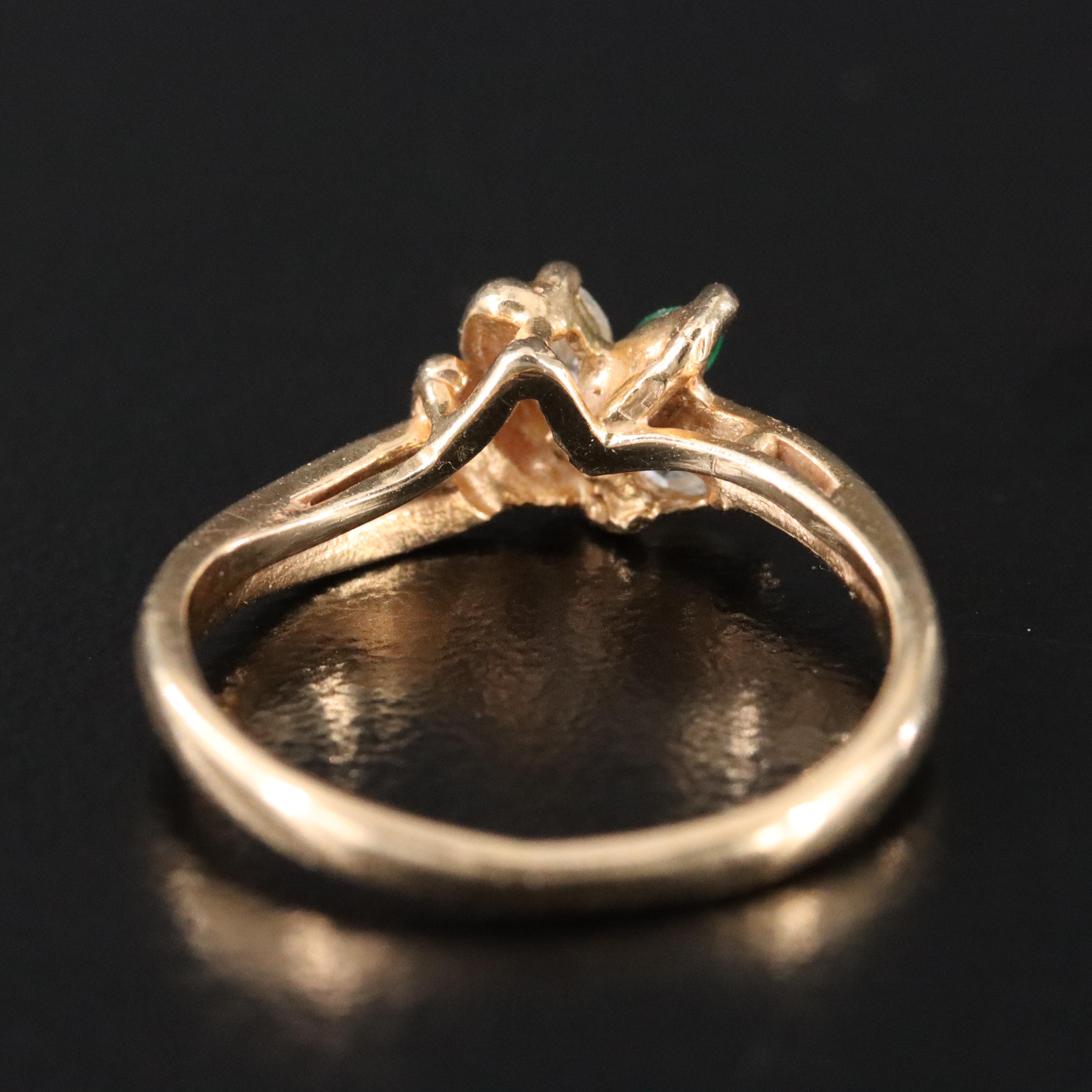 14K Emerald and Diamond Ring